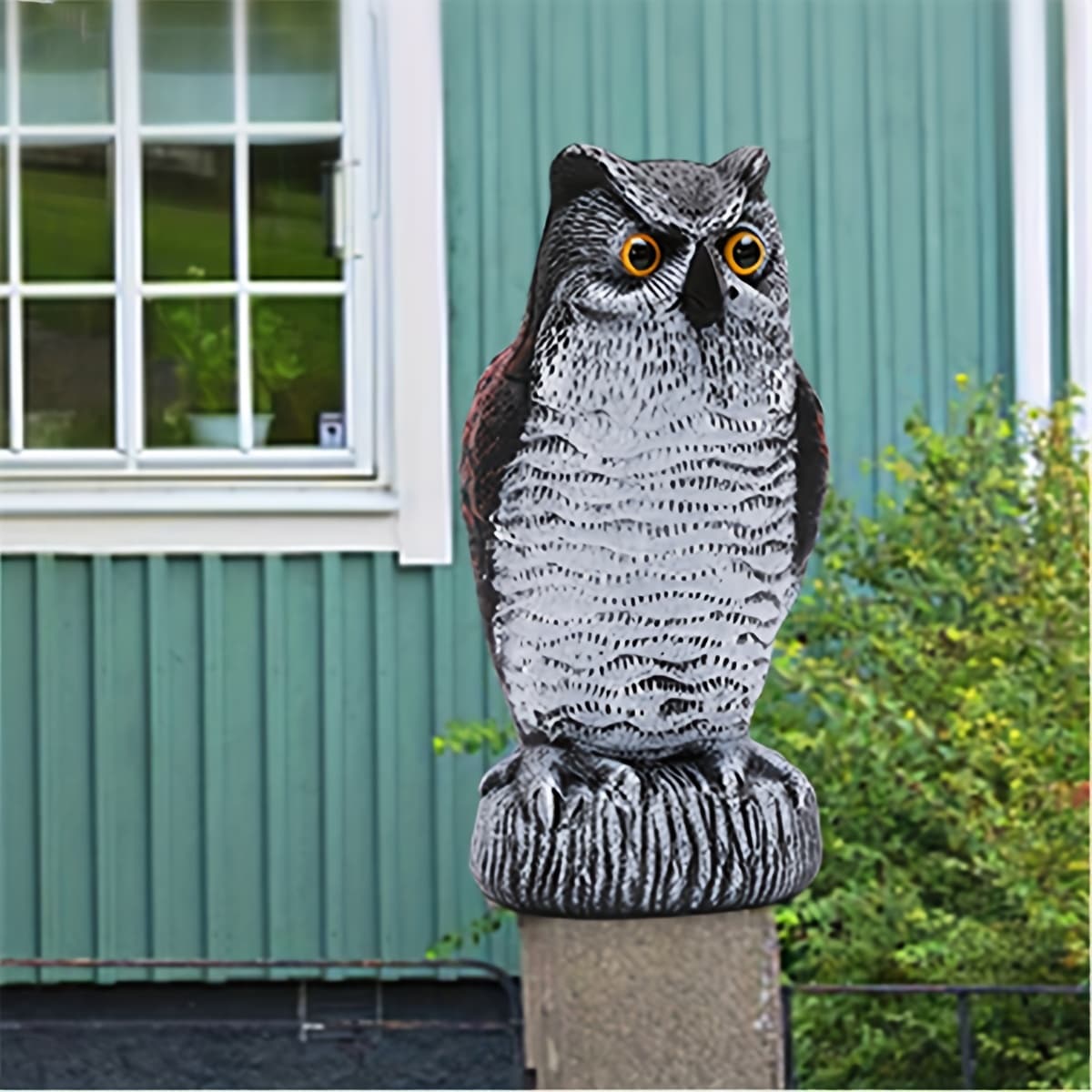 TEMU 1pc Realistic Plastic Horned Owl Decoy - Rustic Halloween Decoration & Bird Deterrent, Outdoor Garden Yard Pest Repellent, No Electricity Needed, Halloween Props
