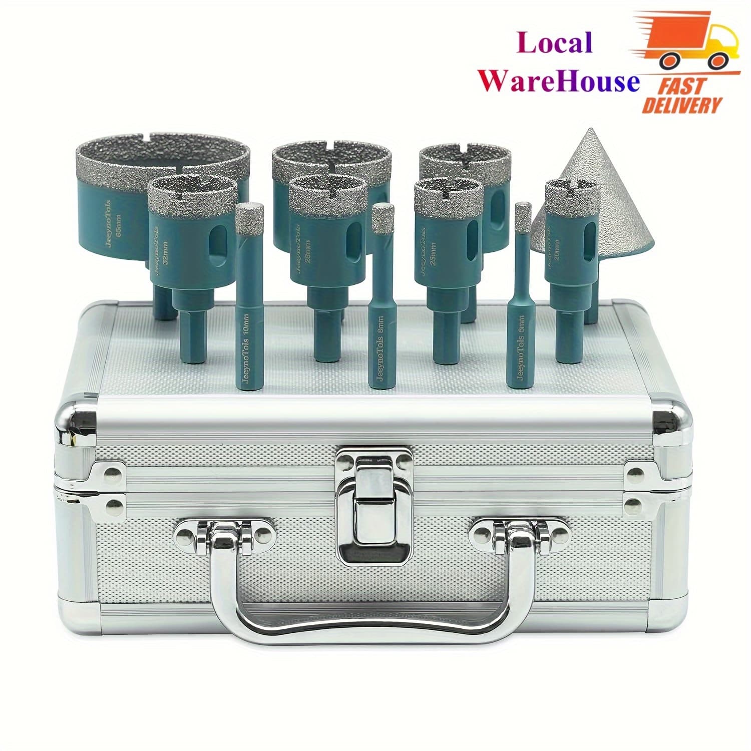 TEMU 11pcs Core Drill Bits Set, 1/4" 5/16" 3/8" 4/5" 1" 1-1/8" 1-1/4" 1-3/8" 1-4/5" 2-1/2" Drill Bit & 2" Chamfer Milling Bit Shank Thread, Tile Bit, Tools, Tilesaw, Hole Drill Bits, Sharping Disc.