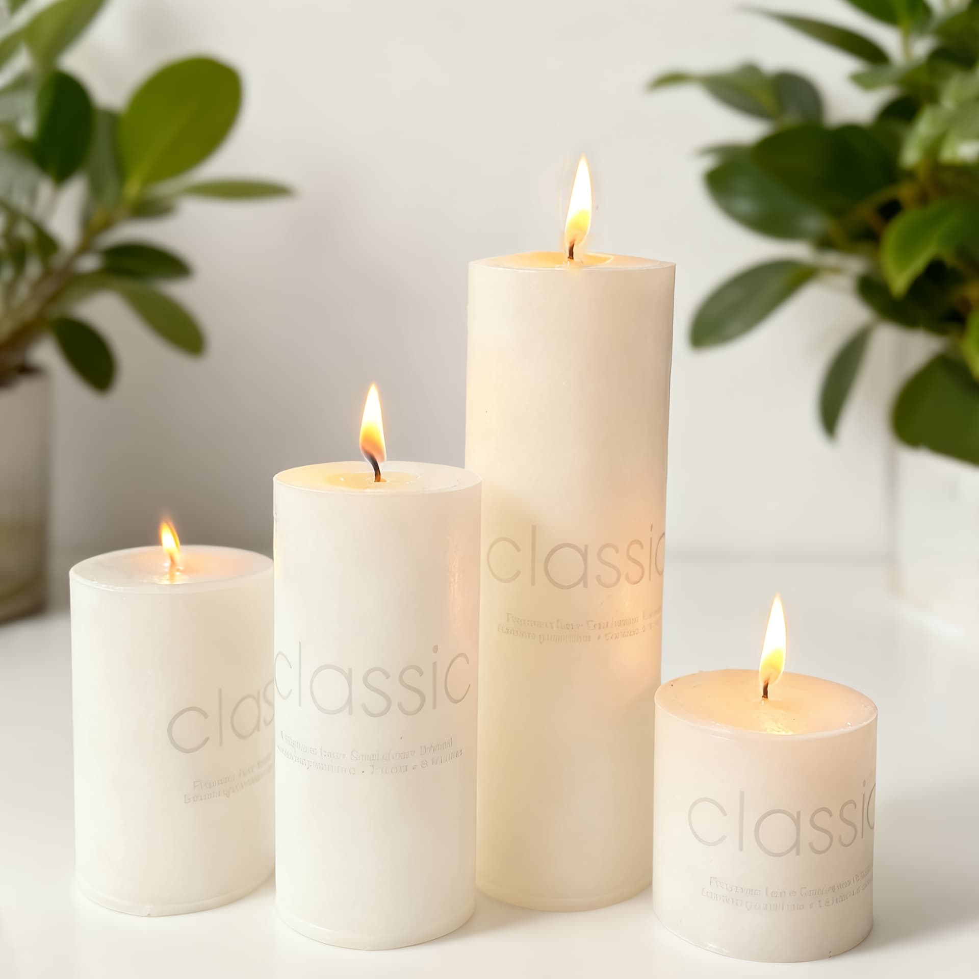 TEMU Unscented White Tall Pillar Candles 5cm - Includes (5cm/ 7.5cm/ 10cm/ 15cm), Ideal As & Pillar Candles For Wedding Centerpieces, Home Decor & Emergency Use, Premium Wax Construction