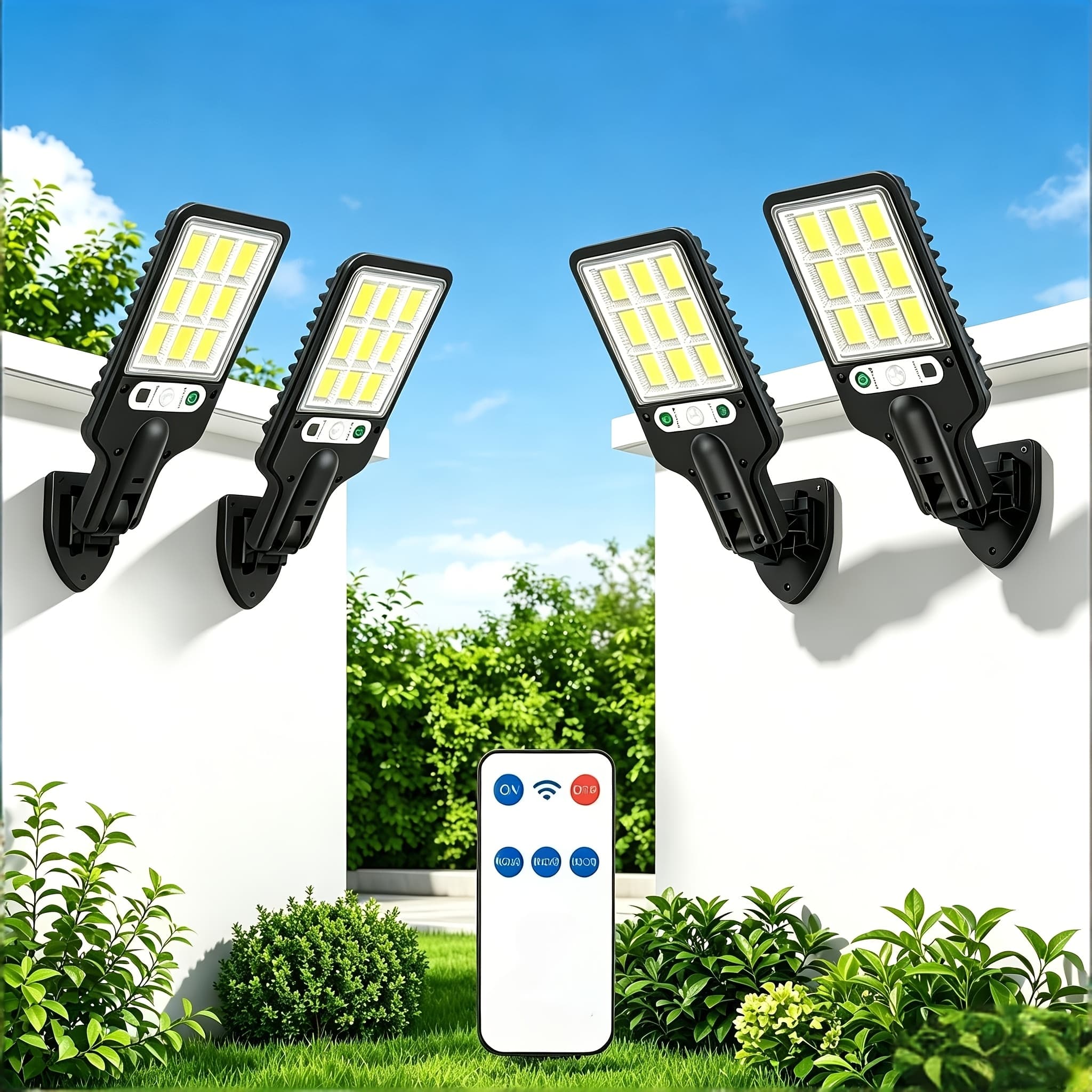 TEMU 2/4 Pack Led Solar Street Light Outdoor Lamp Ip54 Security Powered For Dusk Dawn Court And Solar Flood Lights Commercial