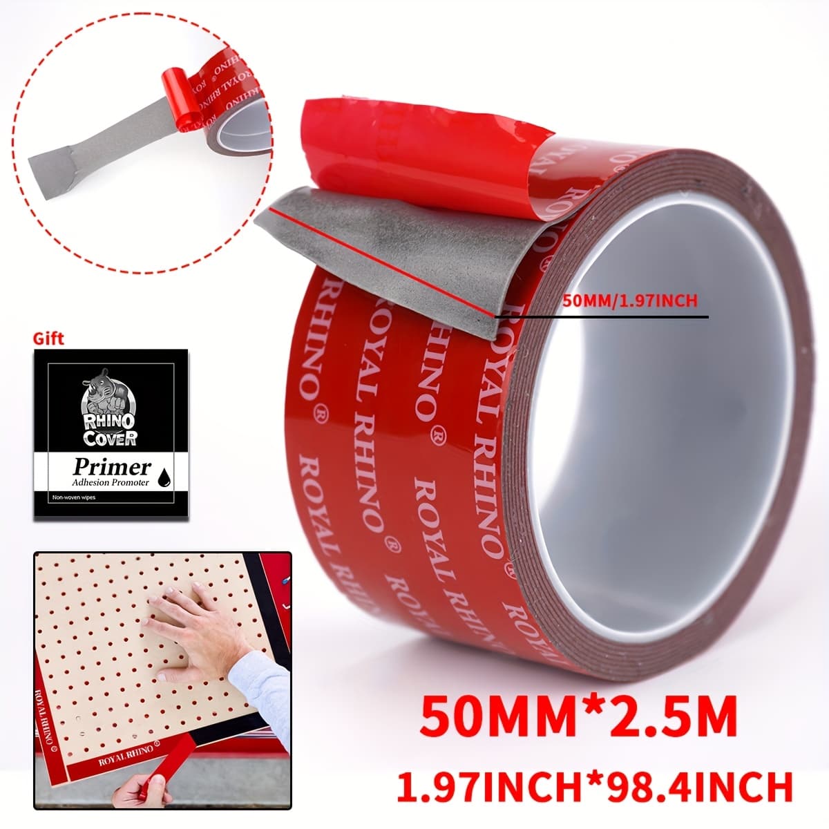 TEMU Heavy-duty Double-sided Tape - Strong Acrylic Adhesive, For Auto/home/office. Trim, Signs, Furniture And Sunshades