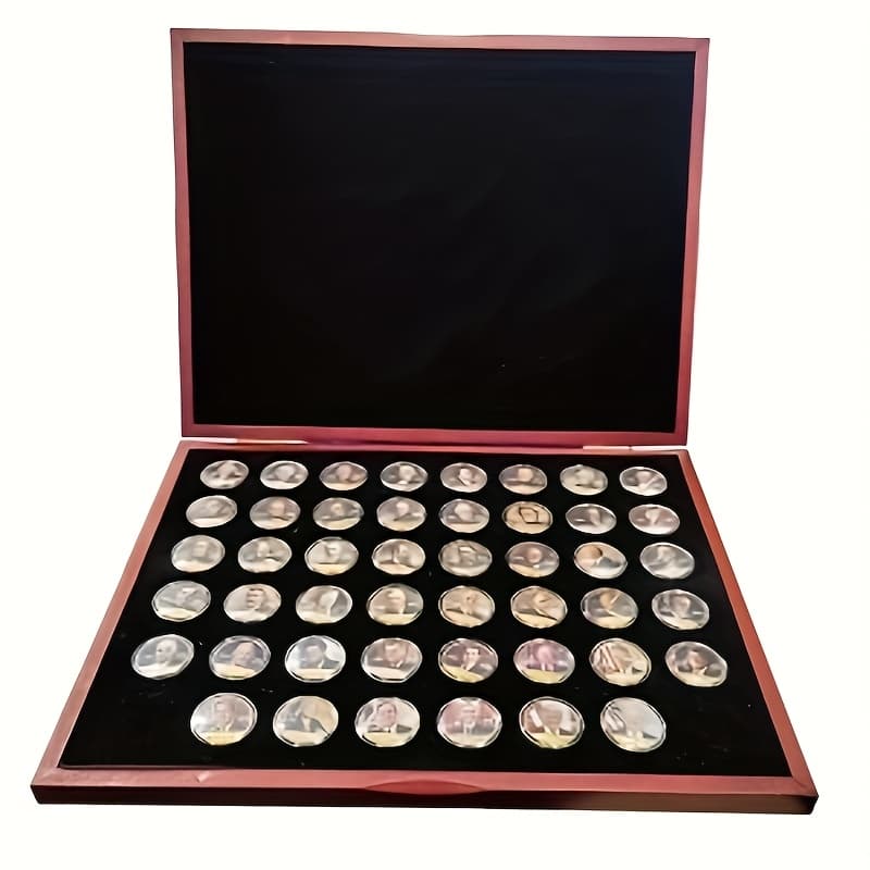TEMU Replica Coin 46pcs/set, U.s. Commemorative Box Set - Perfect Collectible Gift For Christmas, Birthdays, Valentine's Day, Father's Day - Ideal Present For Men And History Collectors