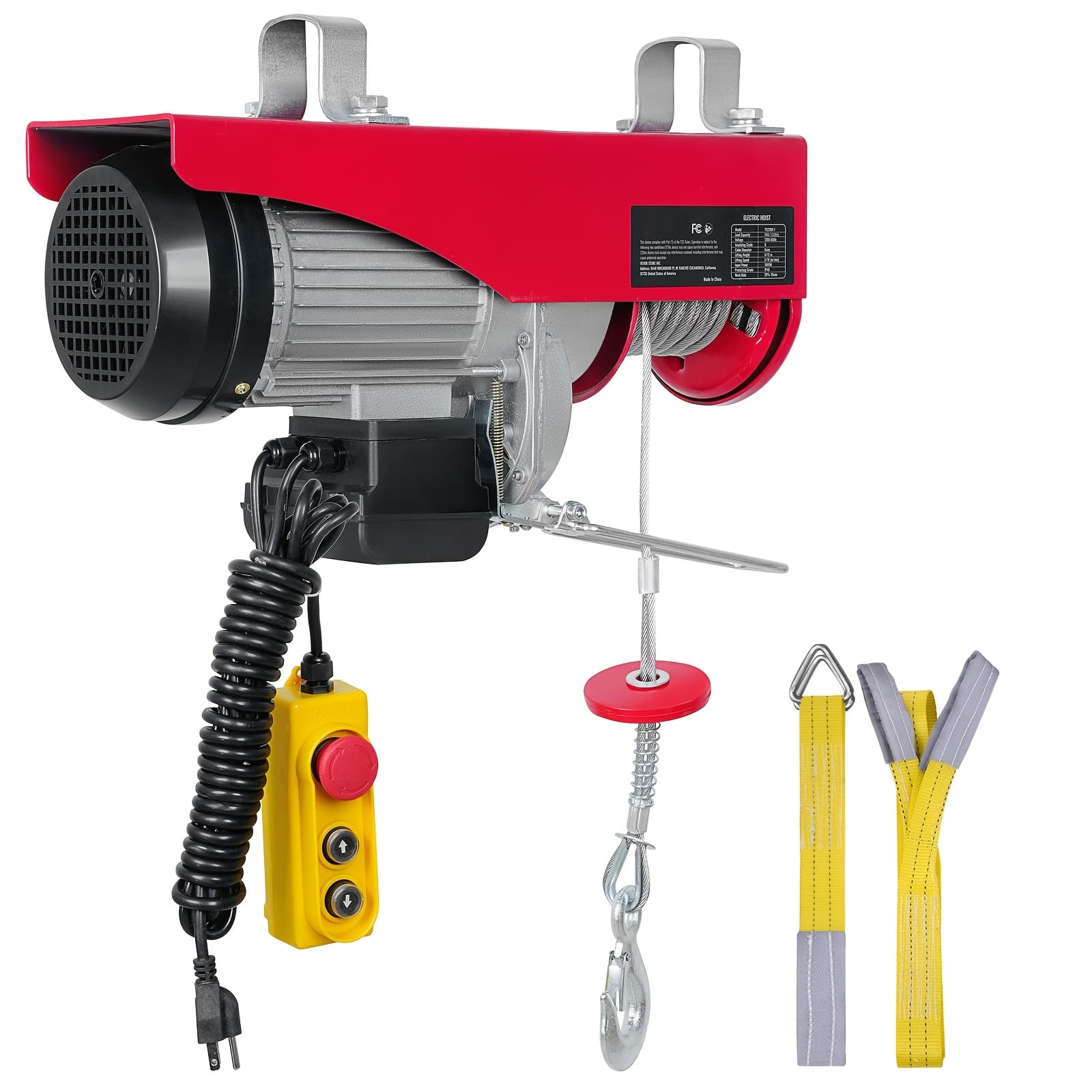TEMU Happybuy Electric Hoist, 1320 Lbs Lifting Capacity, 120v Electric Wire Winch With 14ft Wired Remote Control, 40ft Single Cable Lifting Height & , For Garage Warehouse Factory