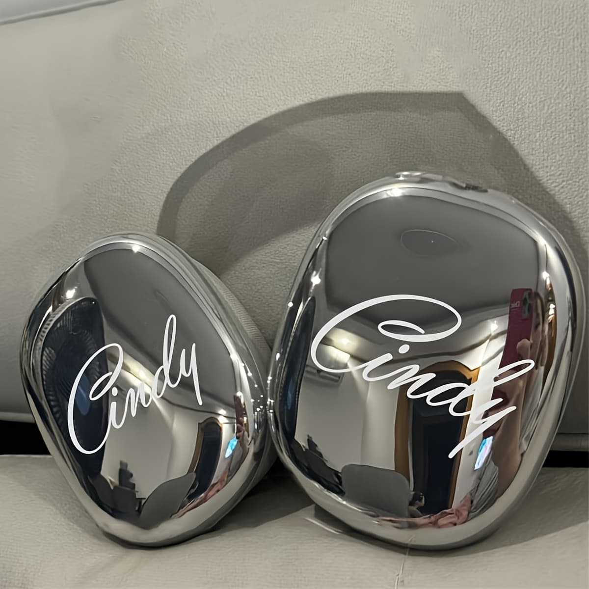 TEMU Luxury Personalized Custom Name Makeup Mirror For Airpods Max Earphone Case For Stylish Creative Shell Shockproof Back Cover
