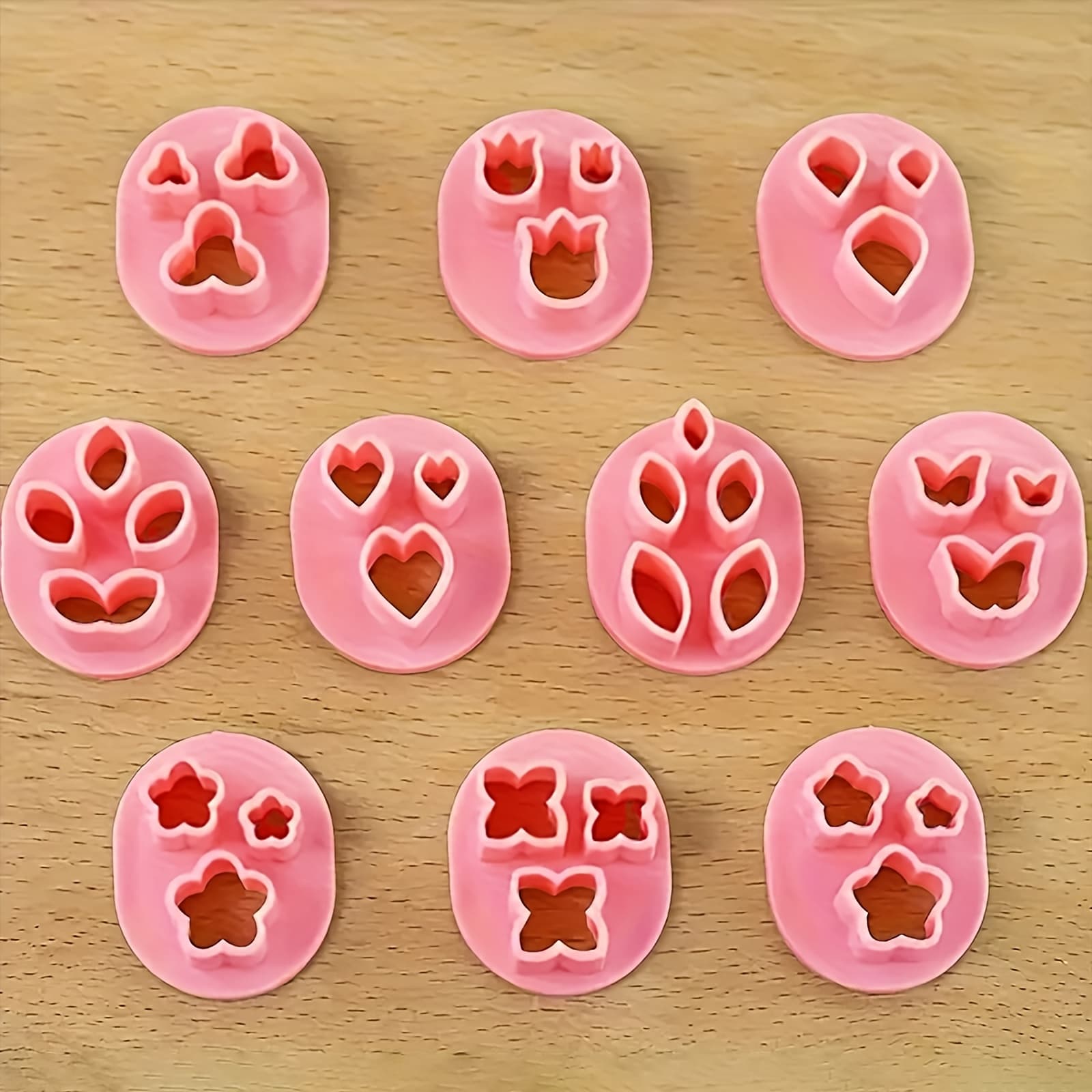 TEMU 10pcs Polymer Clay Cutter Set - Jewelry Making, Plastic Crafting Tools With Flower, Leaf & Shapes For Earrings And Jewelry Casting, No Power Supply Needed