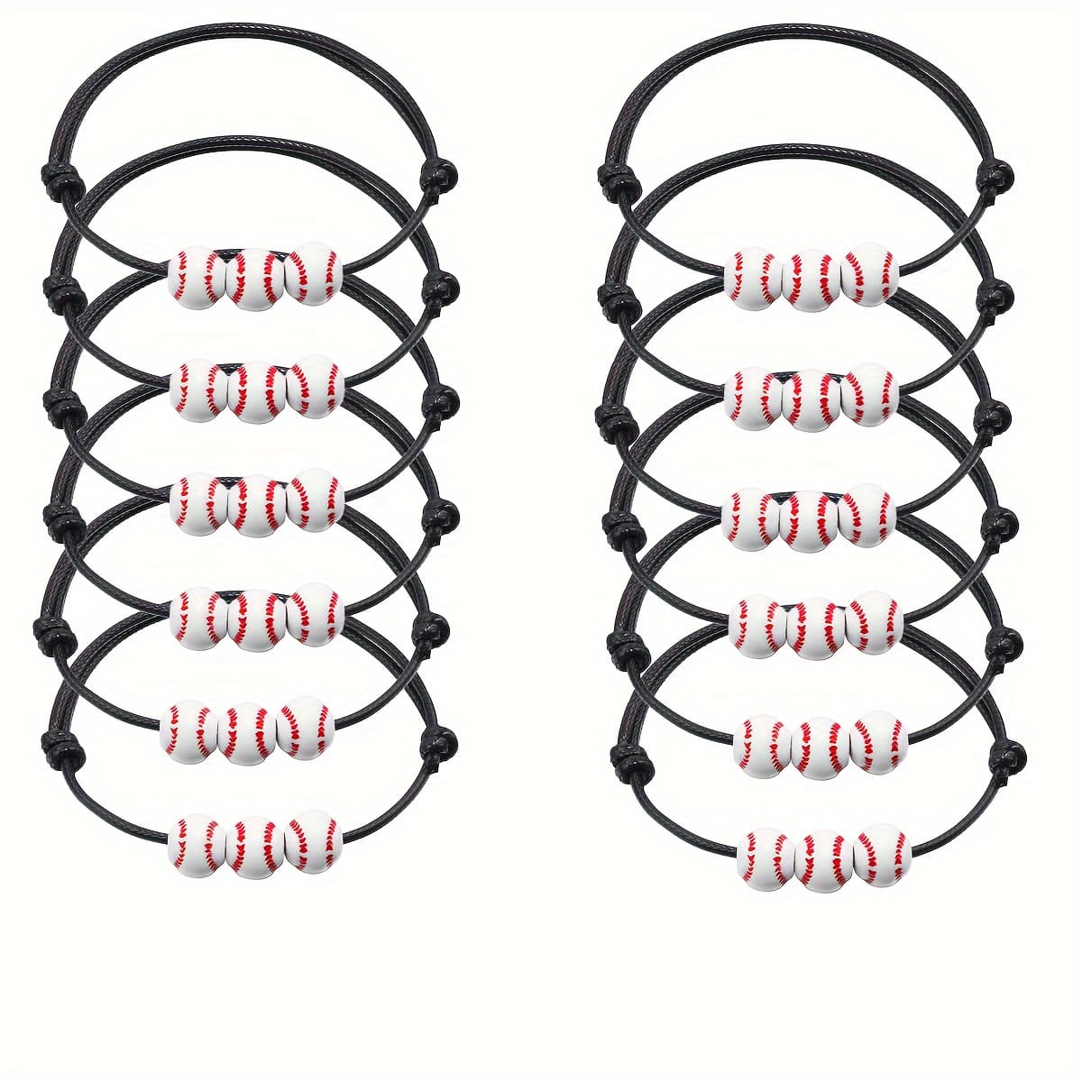 TEMU 12pcs Baseball Beaded Bracelet Adjustable Baseball Wristband Adult Inspirational Bracelet Sports Themed Party Favors Baseball Themed Birthday Party Favors