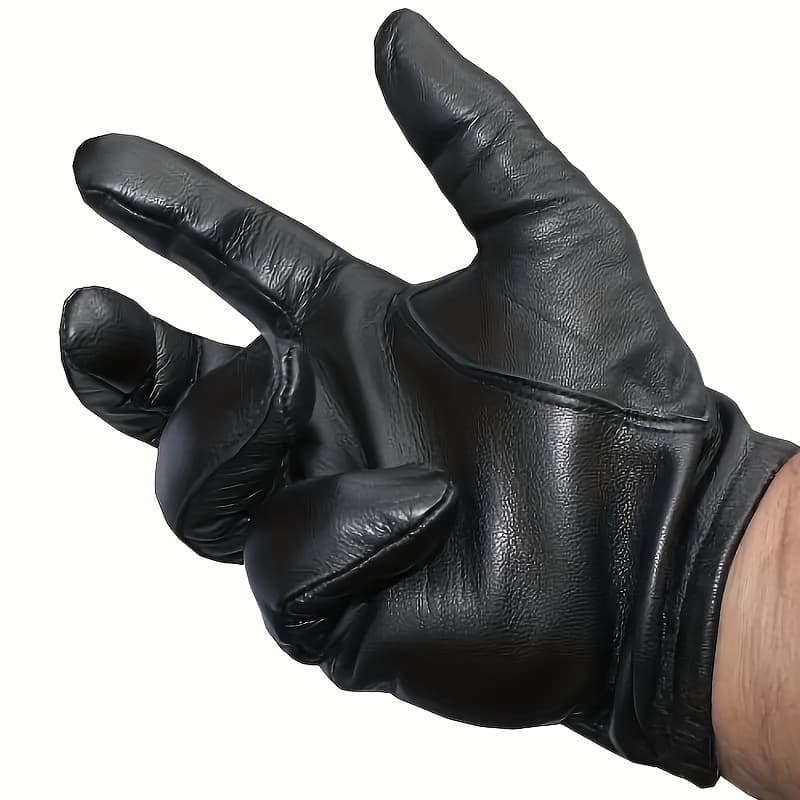 TEMU 1 Pair Of Men's Touchscreen Faux Leather Gloves - Autumn And Winter Outdoor Cycling - Goat Faux Leather Thin Yet Warm