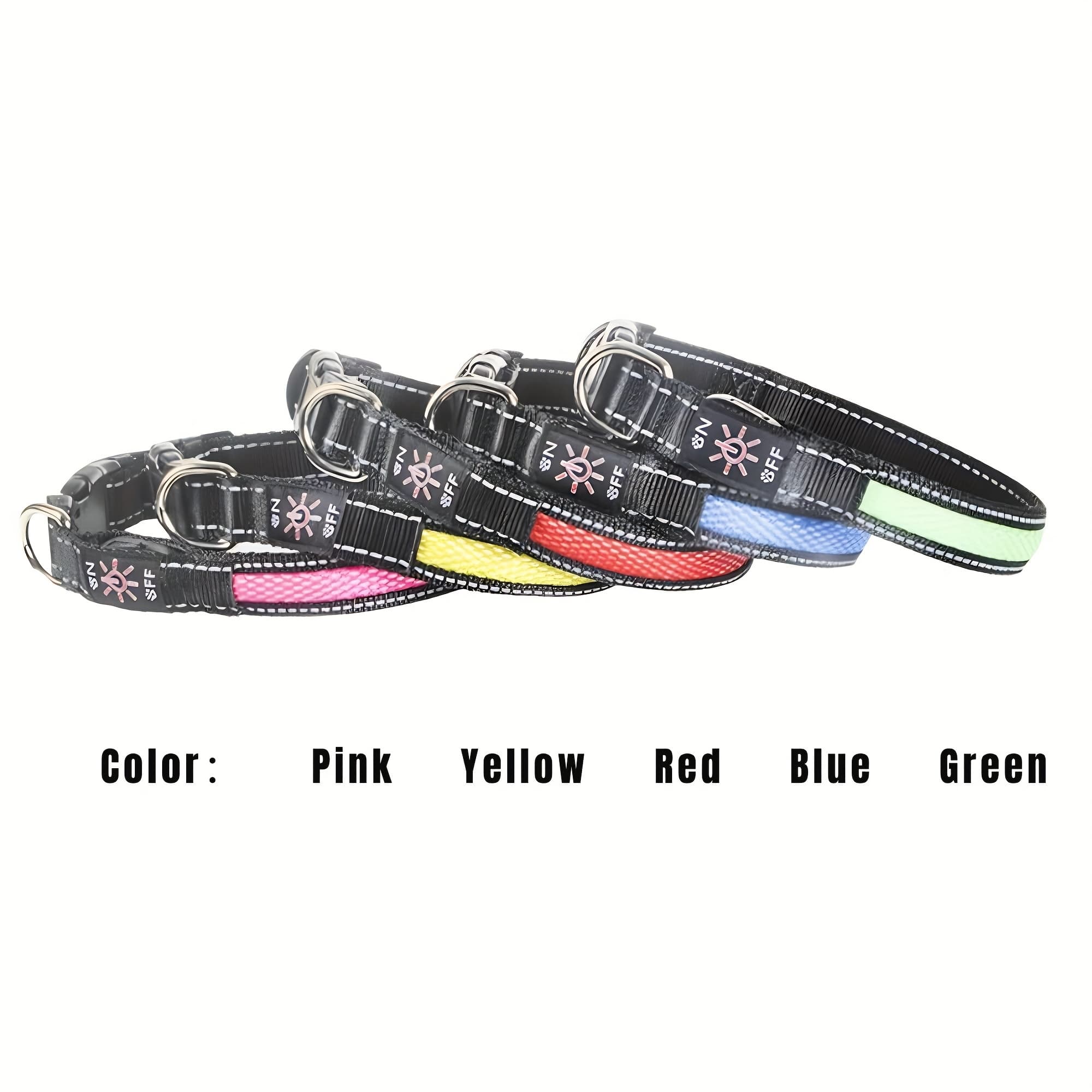 TEMU Led Dog Collar, Light Up Dog Collar, Usb Rechargeable, Adjustable Comfortable Soft Mesh Safety Dog Collar For Small, Medium, Large Dogs(blue/ Green/ Pink/ Red/ Yellow)