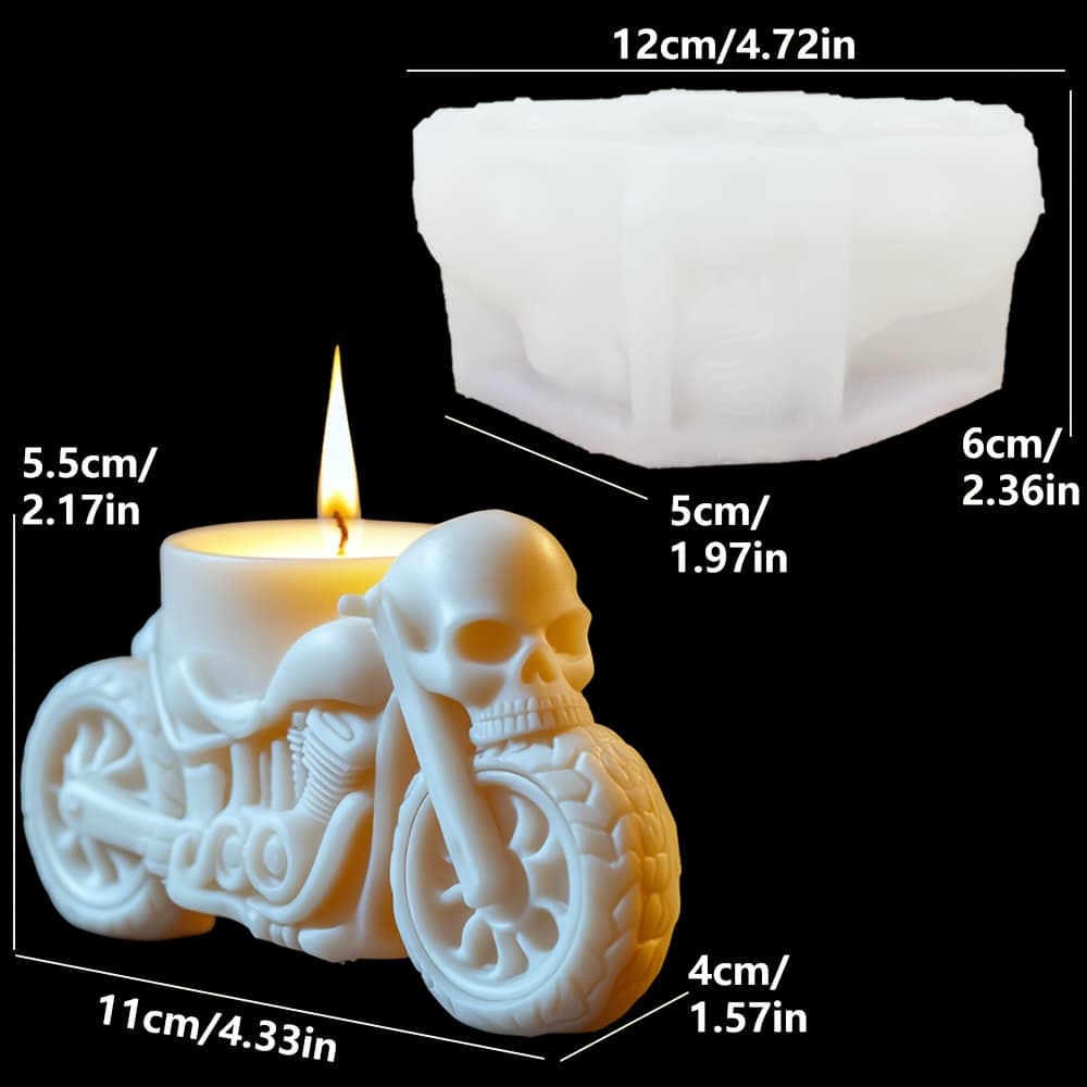 TEMU Silicone Resin Mold For Halloween Motorcycle-shaped Relief Candles Demon Motorcycle Head Candle Silicone Molds Used For Resin, Plaster, Clay, Concrete Crafts, And More