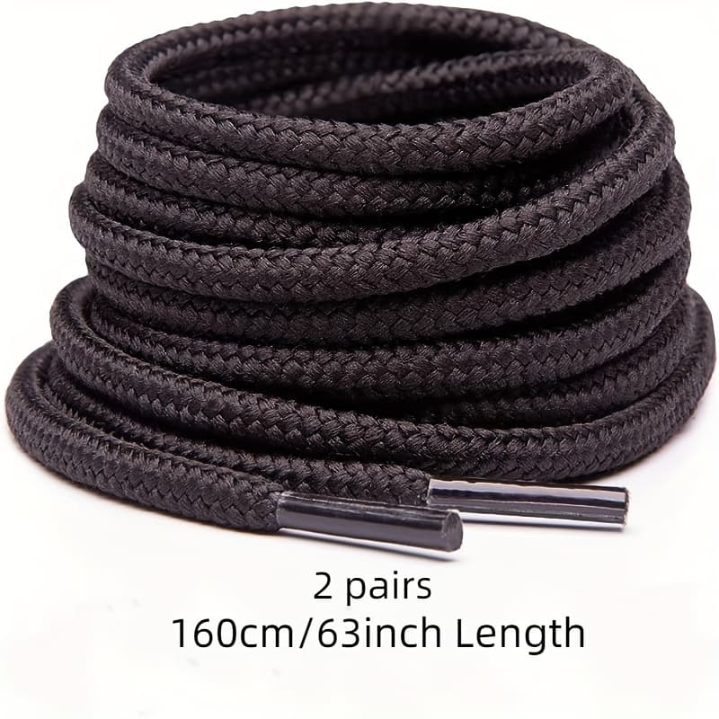 TEMU 2 Pairs Round Boot Laces Heavy Duty And Durable Shoelaces For Boots, Work Boots, Hiking Shoes