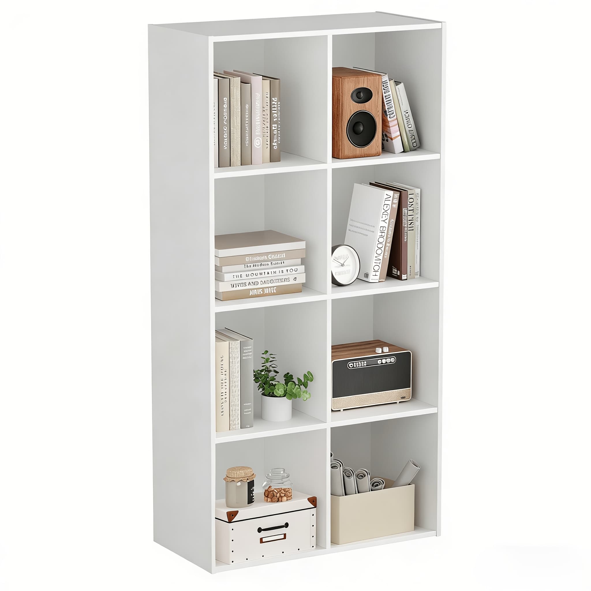 TEMU 8 Cube Office Bookshelf - Open Cube Storage Organizer With 4 Removable Back Panels For Office/workplace