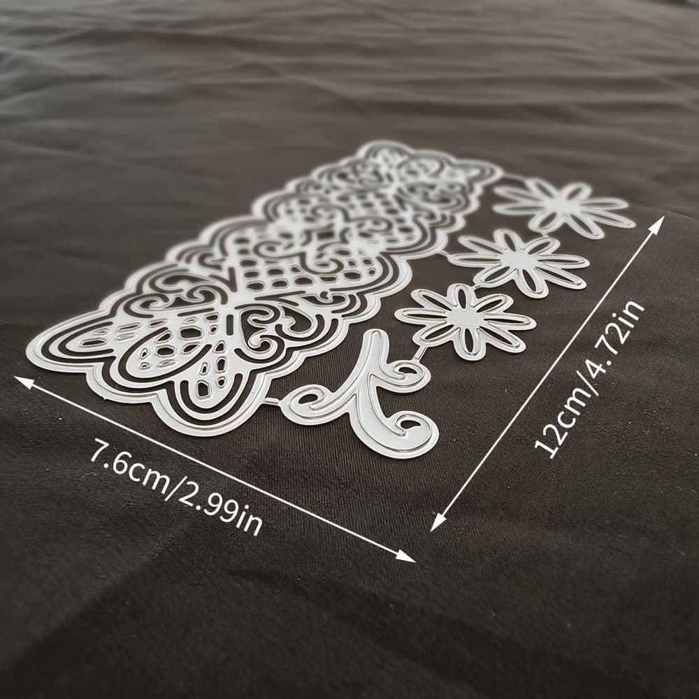 TEMU 1 Piece Of Metal Cutting Die Featuring Flowers And Lace In Silver-gray, Designed For Scrapbooking, Embossing, And Handmade Greeting And Gift Cards