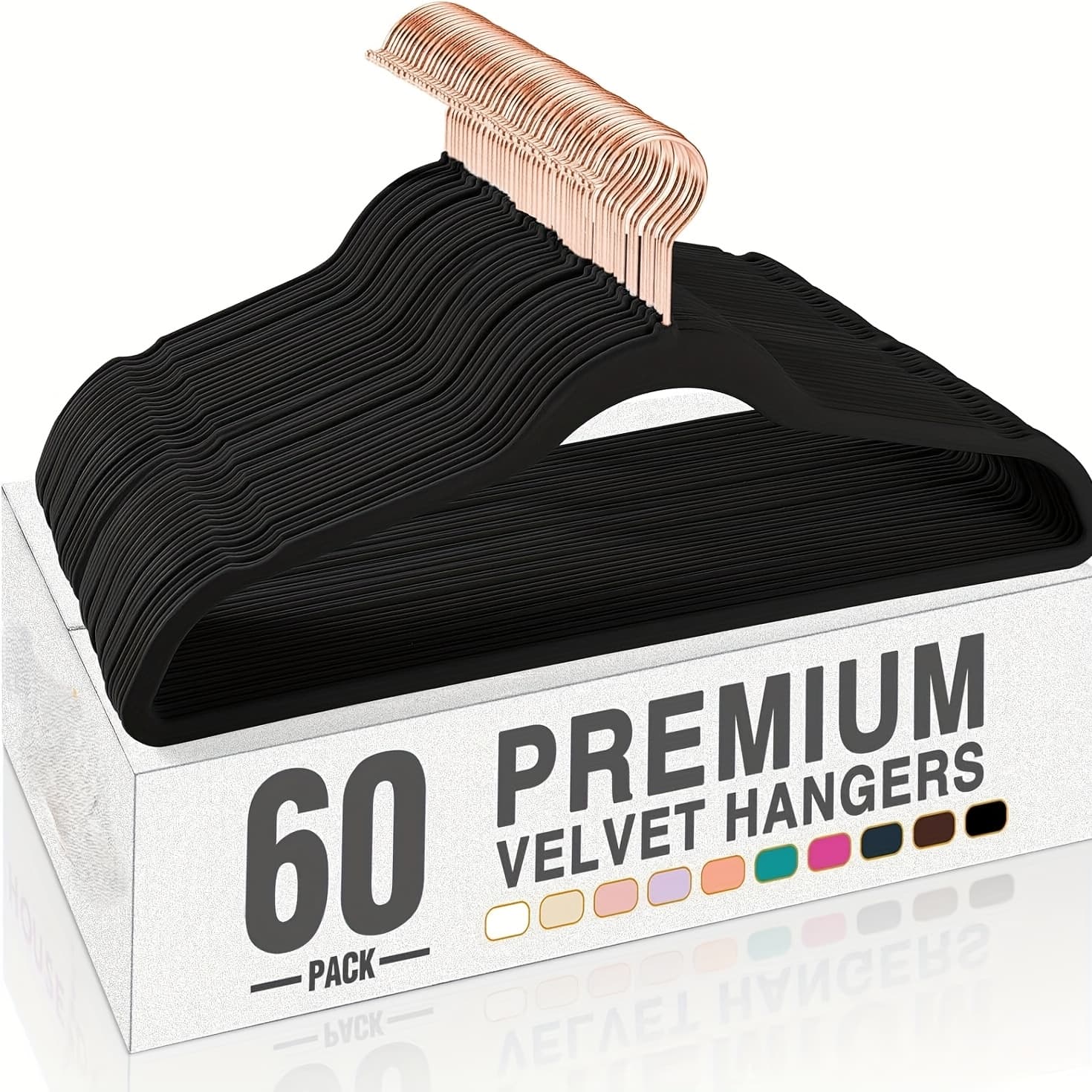 TEMU 60 Pack Heavy-duty Black Velvet Clothes Hangers With Non-slip Felt & - Sturdy Suitable For Wardrobe, Closet Storage - Thin Low-profile, No Marks, Garment ( Hangers For Shirts, Coats, Pants)