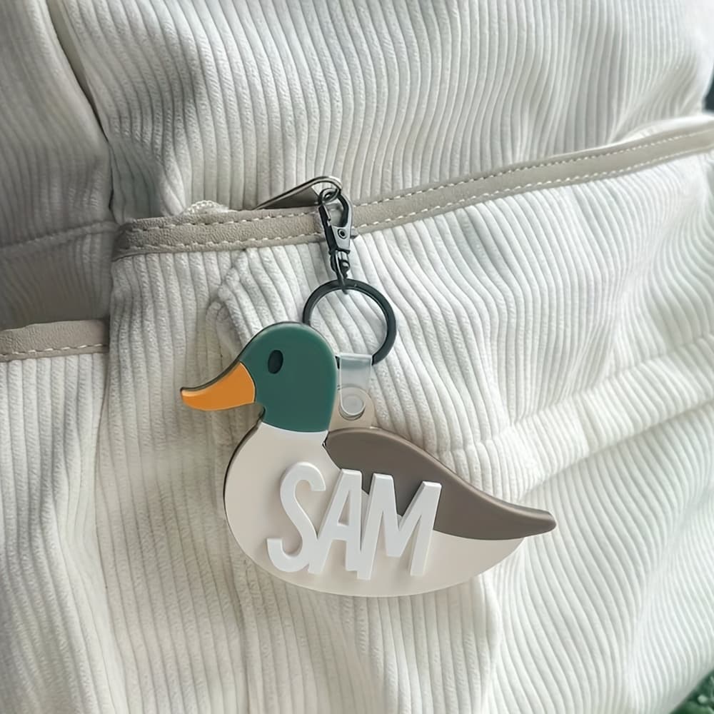 TEMU Customized Acrylic Cute Duck Name Keychain, Personalized Name Christmas Keychain Gift, Black Keychain Gift, Custom Name Backpack Pendant, Halloween Custom Name Bag Tag.