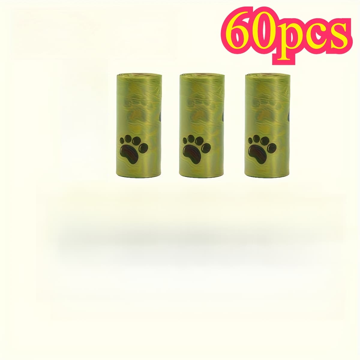 TEMU 60 Sets (3 Rolls Each) Of High-quality, Thickened, Leak-proof Poop Bags For Dogs And Cats Featuring A Paw Print Design - Durable Pet Waste Bags Are Convenient And For Outdoor Activities