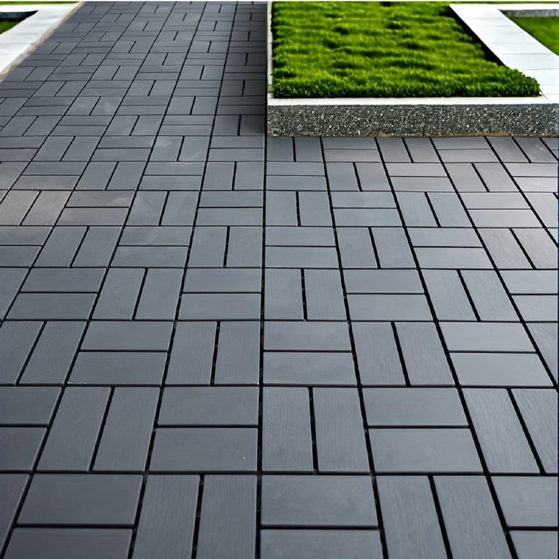 TEMU 44-pack Plastic Interlocking Deck Tiles - 12"x12" Square, Waterproof, Use, Patio Decking Tiles For Poolside, Balcony, Backyard - Sturdy, -bearing Capacity
