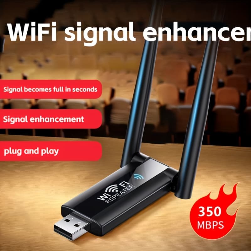 TEMU 350mbps 2.4g Wifi - Portable Usb-powered Wifi Extender For Home And Office, Eliminates Dead Zones, Plug-and- Wireless Network Amplifier With Vertical Antenna Design