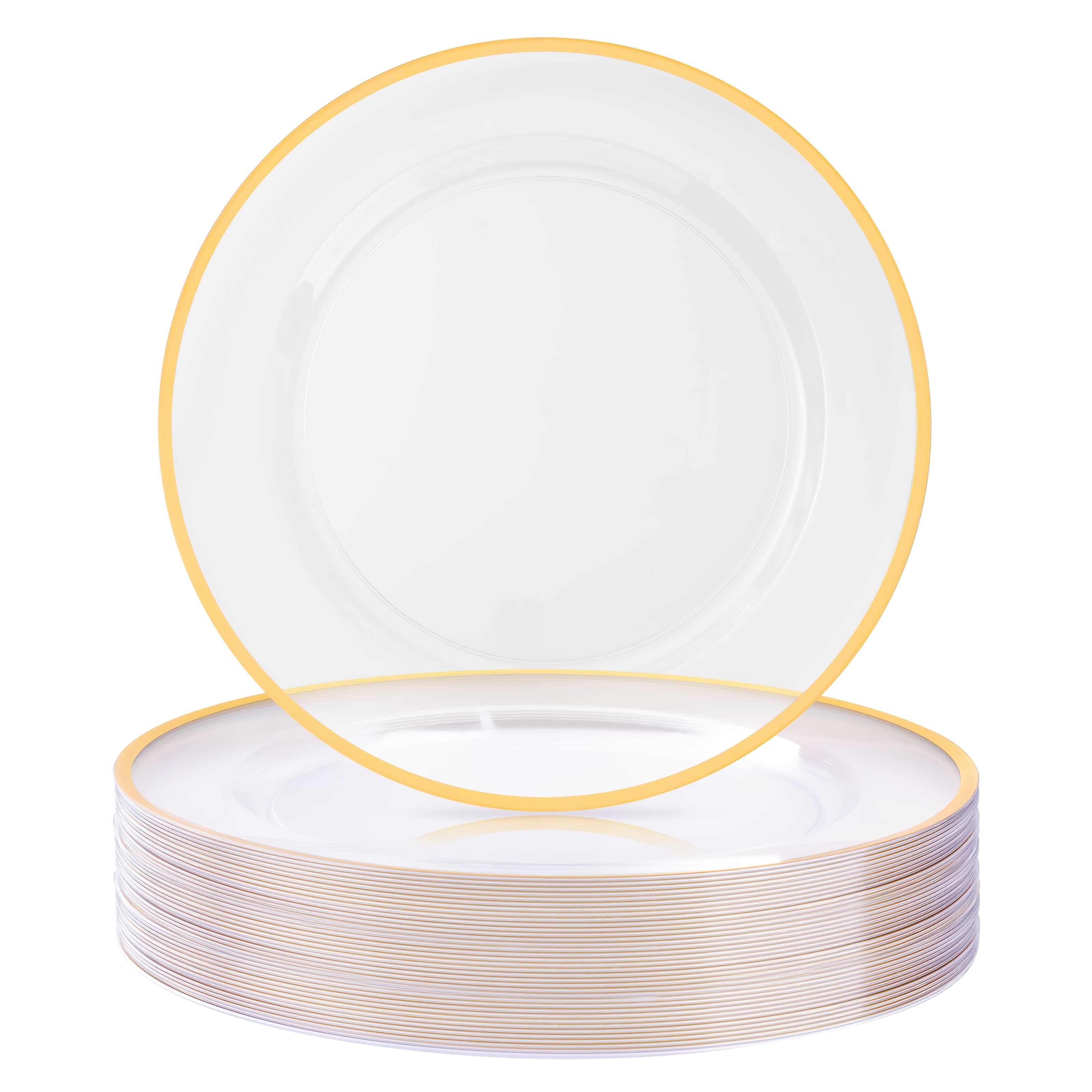 TEMU 50 Pack 12 Inch Disposable Plastic Clear Charger Plates With , Perfect Table Decor, Party Supplies And Event Supplies For Party, Wedding, Dinner, Birthday, July 4th, Summer Events, Labor Day