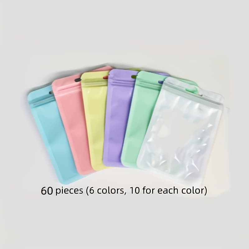 TEMU Outdoor Portable Small Accessory Bags In Packs Of 60, 120, , Featuring Macaron Self-sealing Bags And Colorful Sealed Packaging For Additions