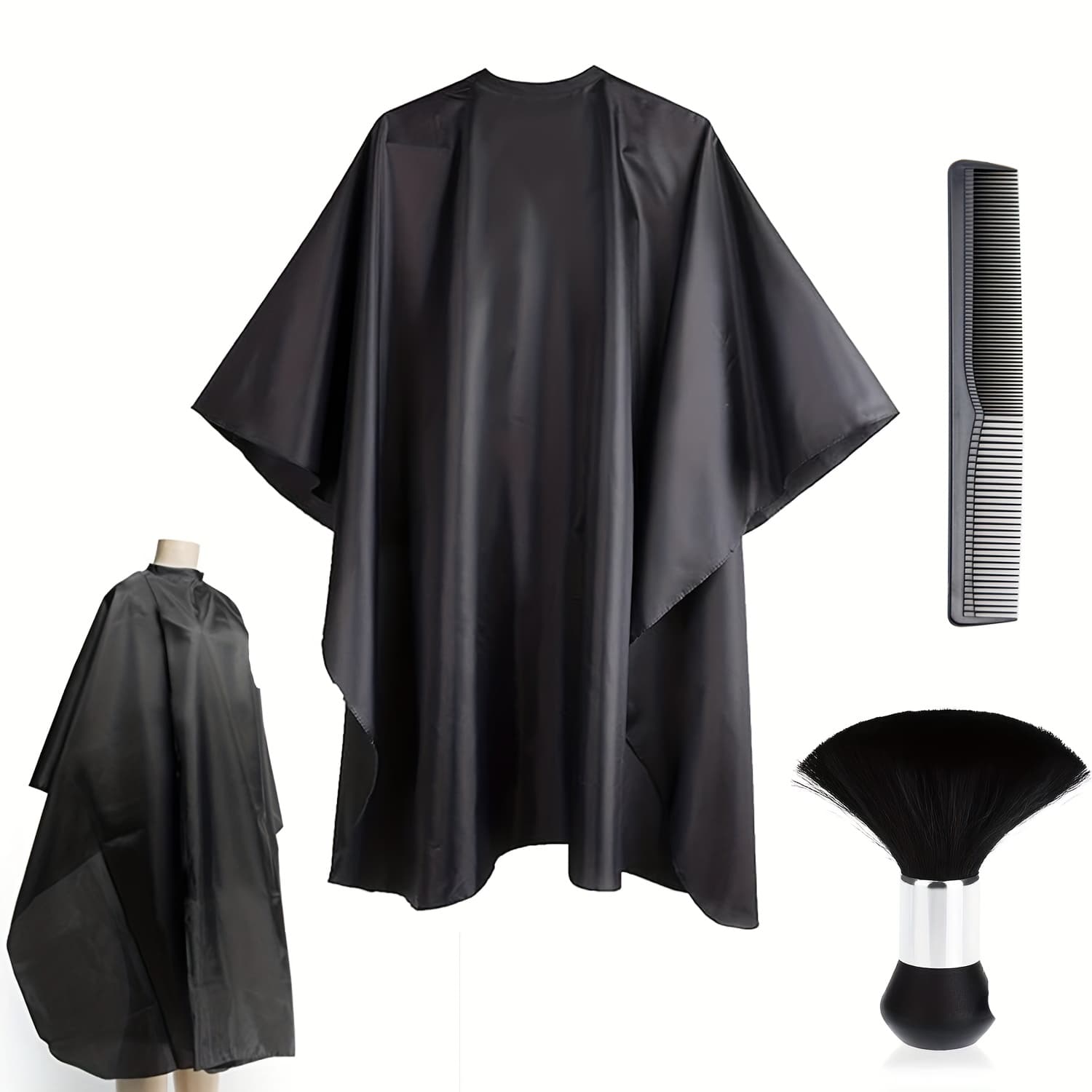 TEMU Professional Black Hairdressing Cape Set, Durable Barber Cloak, Perfect For Stylists And , Easy To Store, Suitable For All Hair Types Essential Hairdressing Accessory, Stylish Barber Equipment