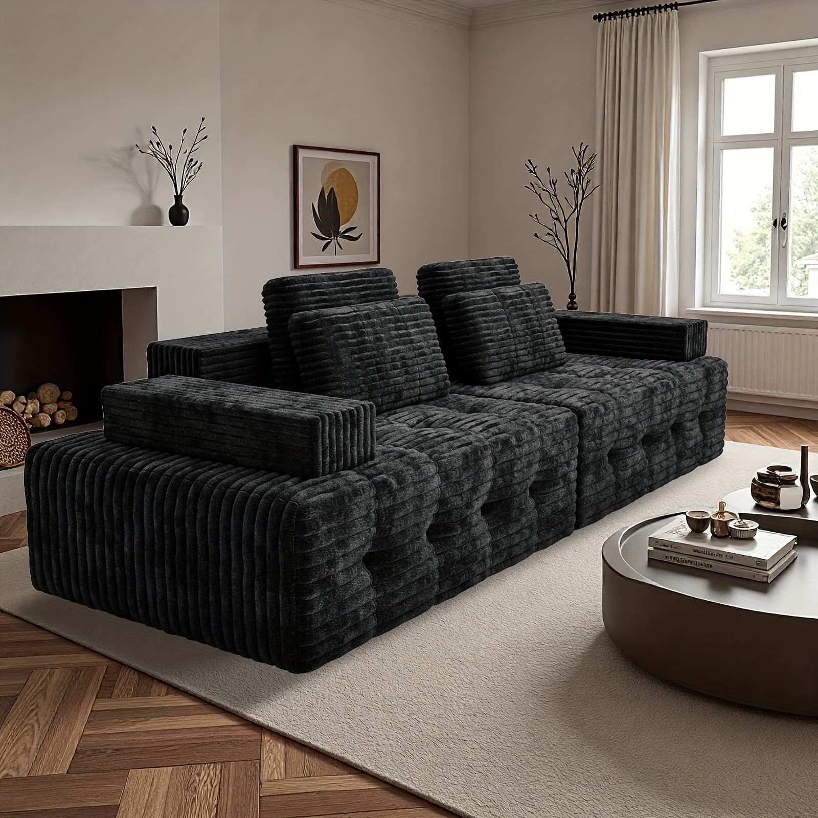 TEMU Rwaezyblux 2-box Sofa | 113.38" Large Cinema With Gel Memory Foam Cushions & | Easy Assembly, 48-hour | Frame For Home Theater, | Space-saving Delivery (no Wood)