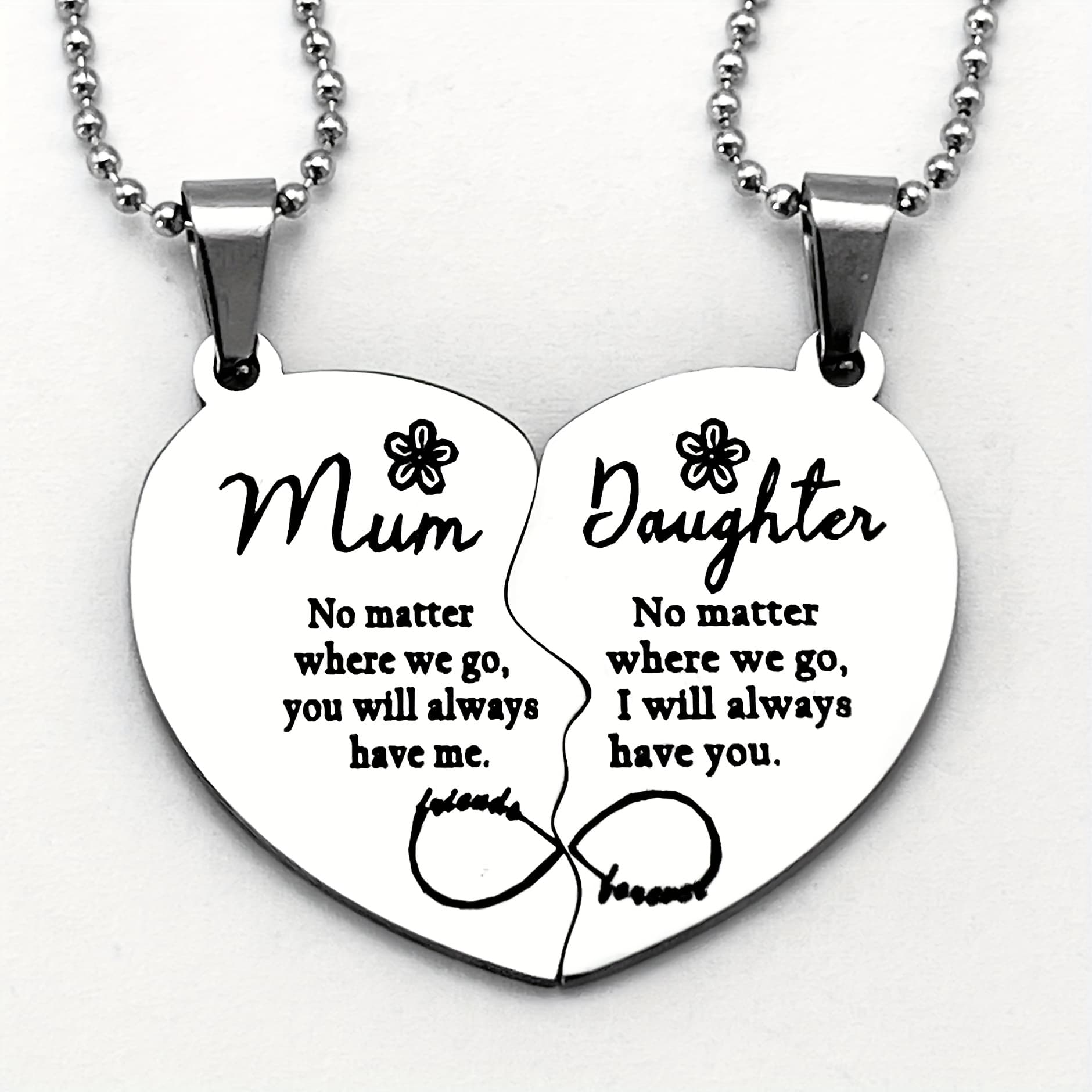 TEMU 2pcs Pieces Matching Necklace - Stainless Chain With Inspirational Quotes, Mother Daughter Bonding Gift Suitable For , Daily Wear For Women &