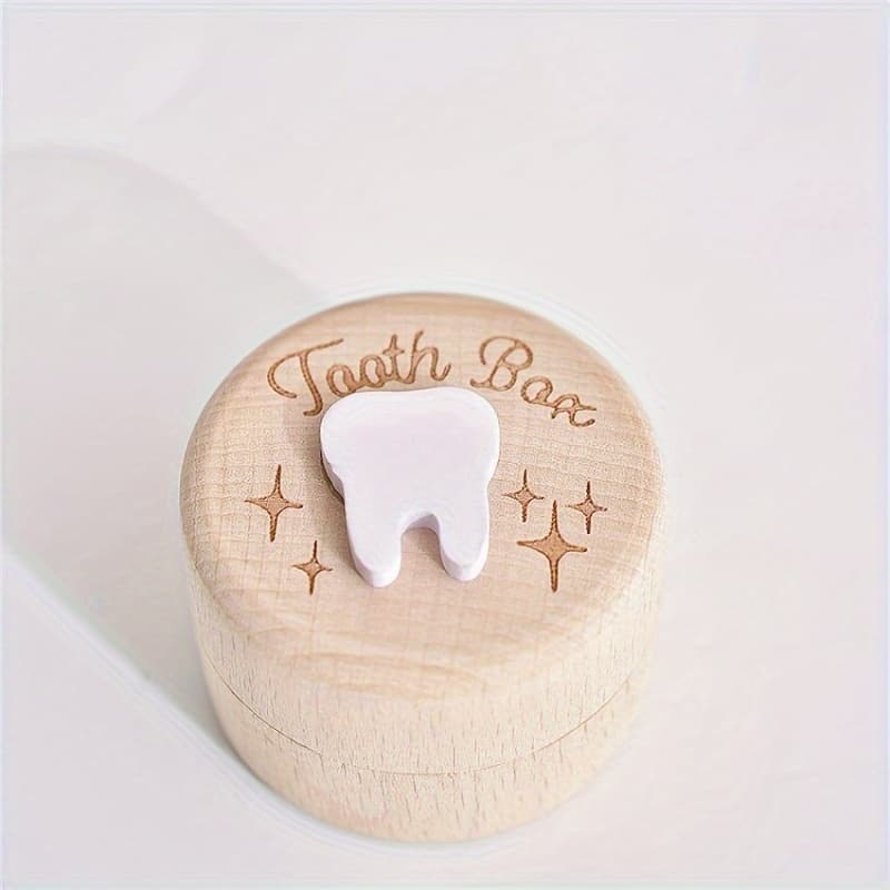 TEMU A Wooden Tooth Box Engraved With The Words 'tooth Box', A Container For Teeth Made Wood, Suitable As A Home Decor Item Or A Birthday Gift