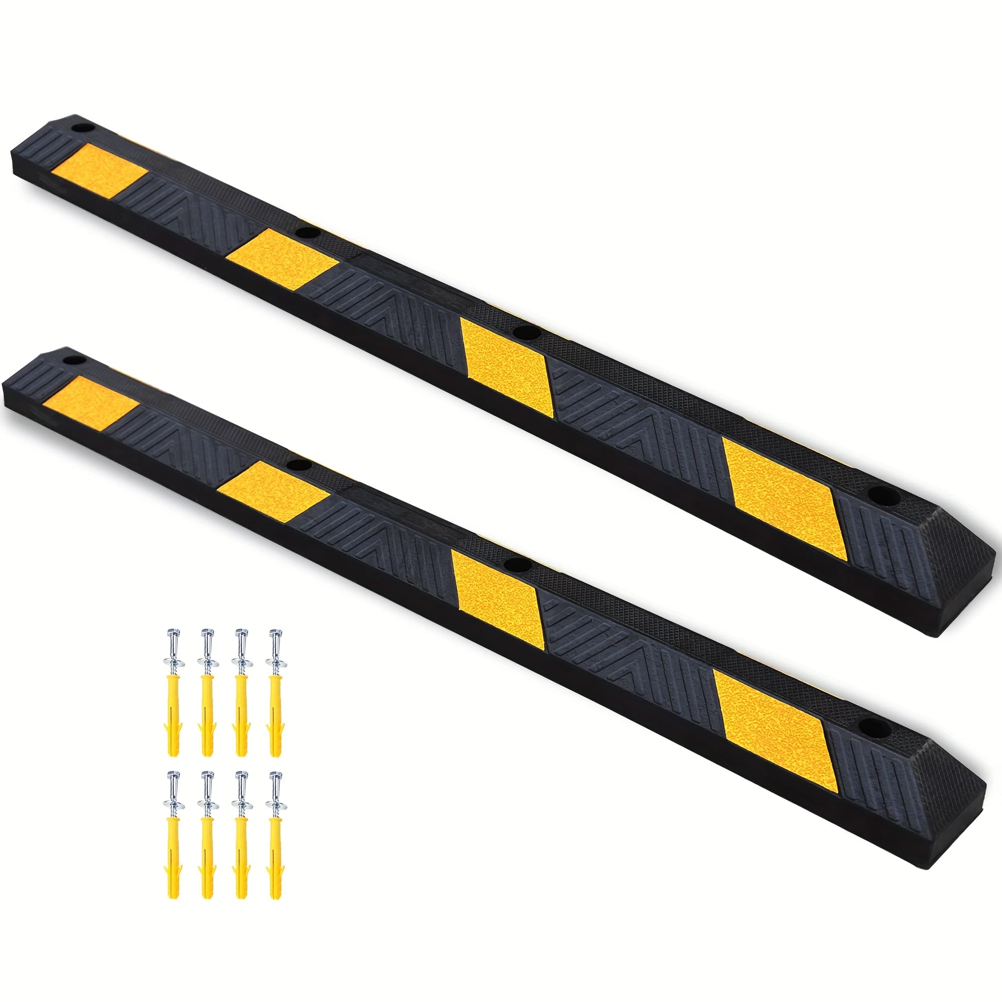 TEMU Parking Stop, 6 Foot Long Rubber Curb With Mounting Holes, Black/yellow - Accessory For Job Sites & Garages.valentine's Day Gifts For Men, , Husbands, And .