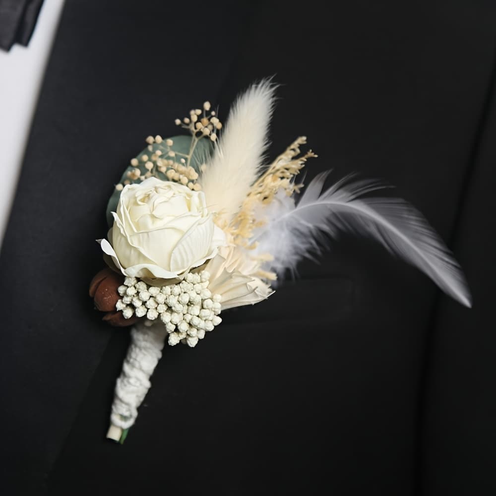 TEMU Western-style Wedding Banquet Simulation Rose Men's Suit Boutonniere Accessories | Natural Dried & Artificial Flower Accessories Wholesale