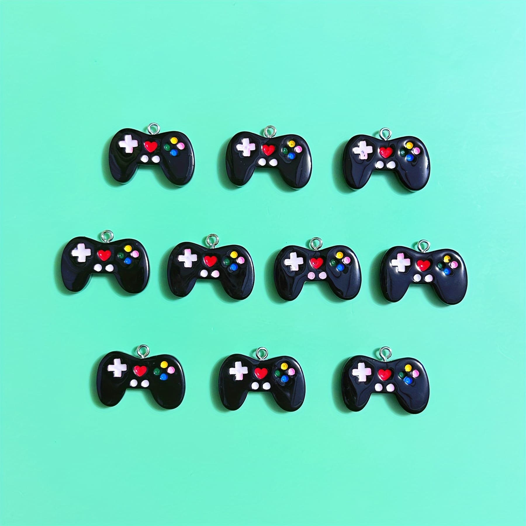 TEMU 10pcs Black Game Console Controller Handmade Jewelry Pendant Earrings Chain Accessories Creative Gift Earrings Necklace Bracelet Bag Charm Resin Accessories