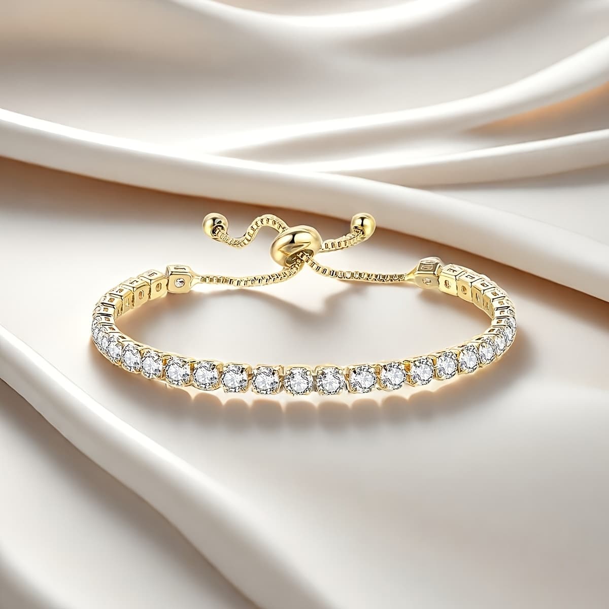 TEMU 1pc Women's Fashion Versatile Retractable Micro-pave M Synthetic Cubic Zirconia Bracelet Suitable For Women's Dates, Parties, Gifts, And Daily Wear