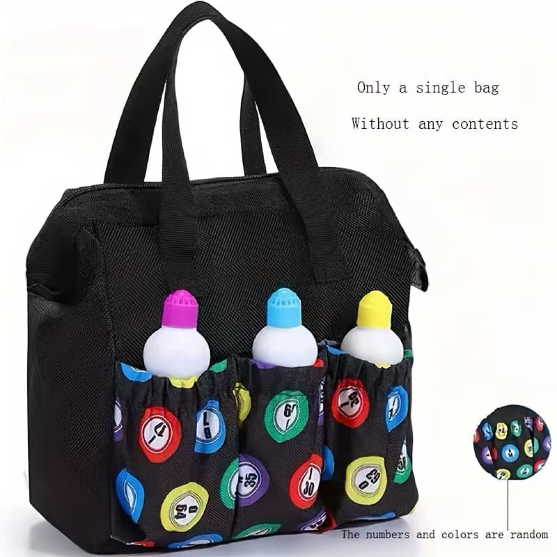 TEMU Bingo Dauber Pouch, 8 Pockets, Large Capacity Travel Tote Bag/makeup Case With Zipper For Women And Moms - Christmas Gift Idea (package Ball And Random Numbers)