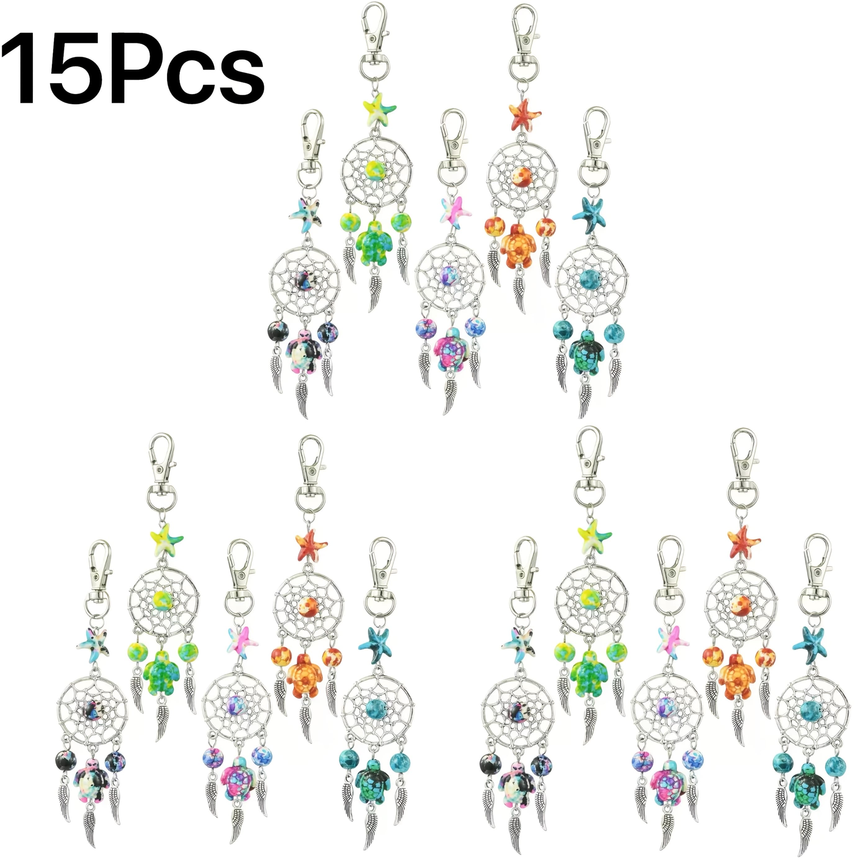 TEMU 5/15pcs Mixed Net Keychain Set With Starfish, Turtle And Turquoise - Friendship Themed Keychains For Graduation, Bar Mitzvah, - Suitable For All