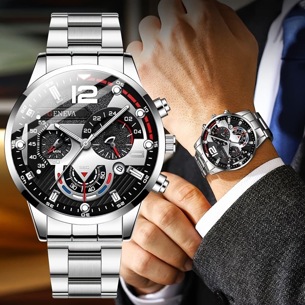 TEMU 10pcs/1pc Casual & Business Watch Set, Casual And Office Business , Perfect Gift For Men.