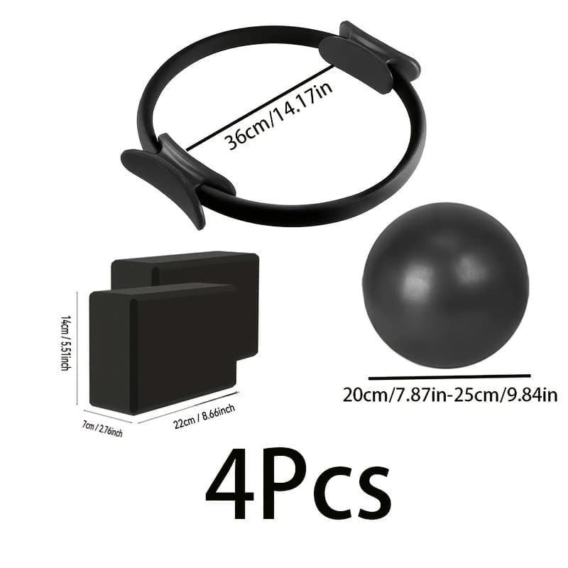 TEMU 4pcs : Pilates Ring, Stability Ball & 2 Yoga Blocks. Perfect Christmas Gift For Women/men, Complete Fitness Equipment