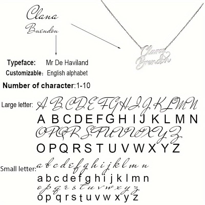 TEMU Personalized Ladies Customized 2 English Names Love Minimalist Elegant Stainless-steel Necklace, Suitable For Families Holiday Gifts Birthday Ornaments For Couples