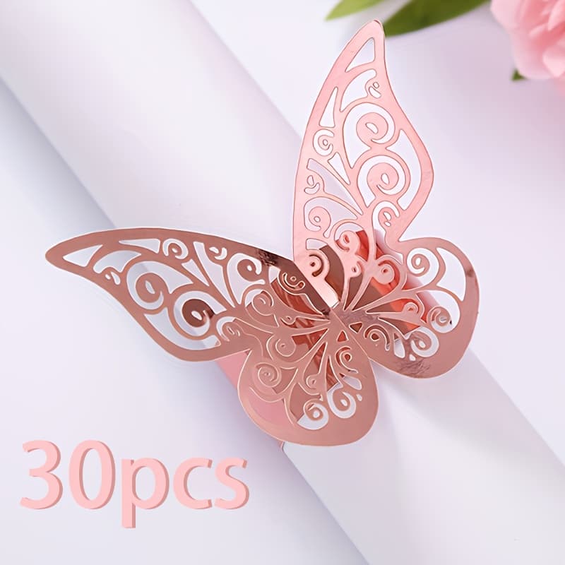 TEMU 30pcs Shaped Napkin Rings - Elegant Pink With Polished , Reusable Decorative Holders For Weddings, Christmas, Dinner Parties & Family , Motif Tableware Accessories, Decorations