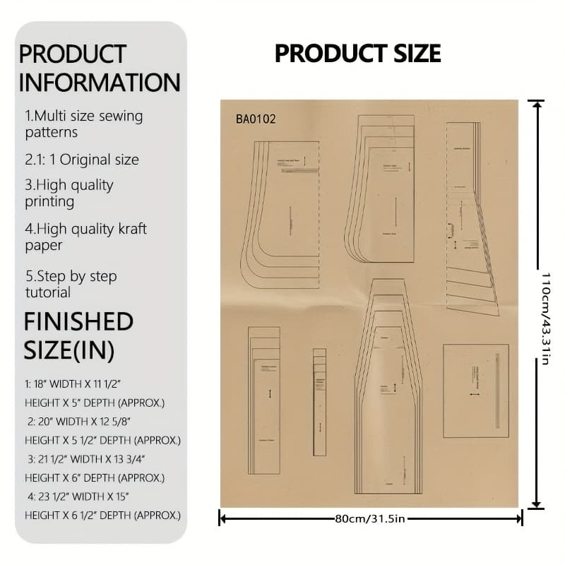 TEMU Noel Bag Sewing Patterns In 4 Sizes, Featuring 1:1 Scale Designs. Stylish Templates Are Perfect For Handmade Bags, Making Them An Gift For New To Sewing