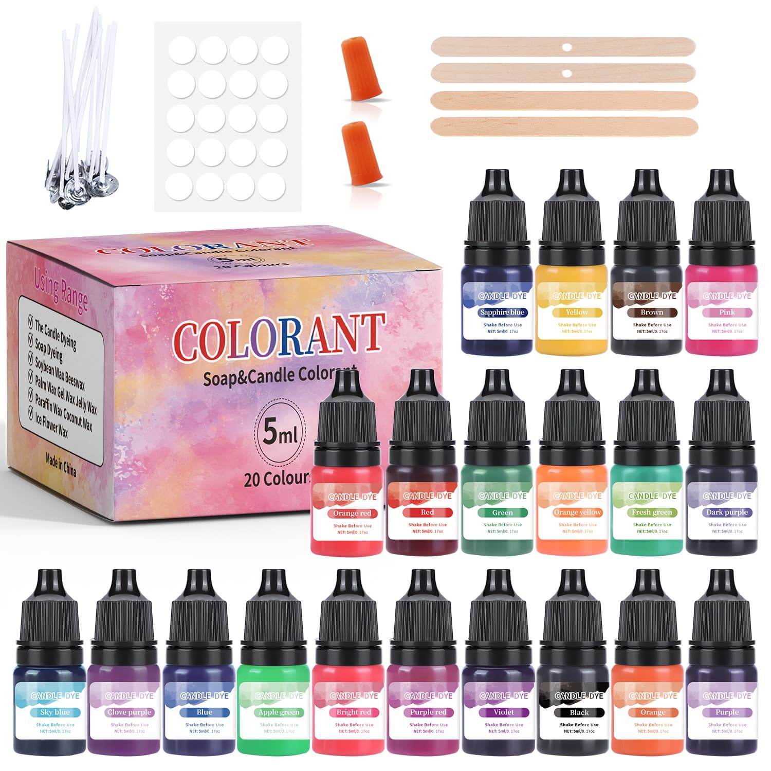TEMU A Collection Of 20 Vibrant Colors Of High-concentration Aromatherapy Candle Color , With Each Bottle Holding 5ml Of Pigment For Candle , Ideal For Projects And Candle Dyeing