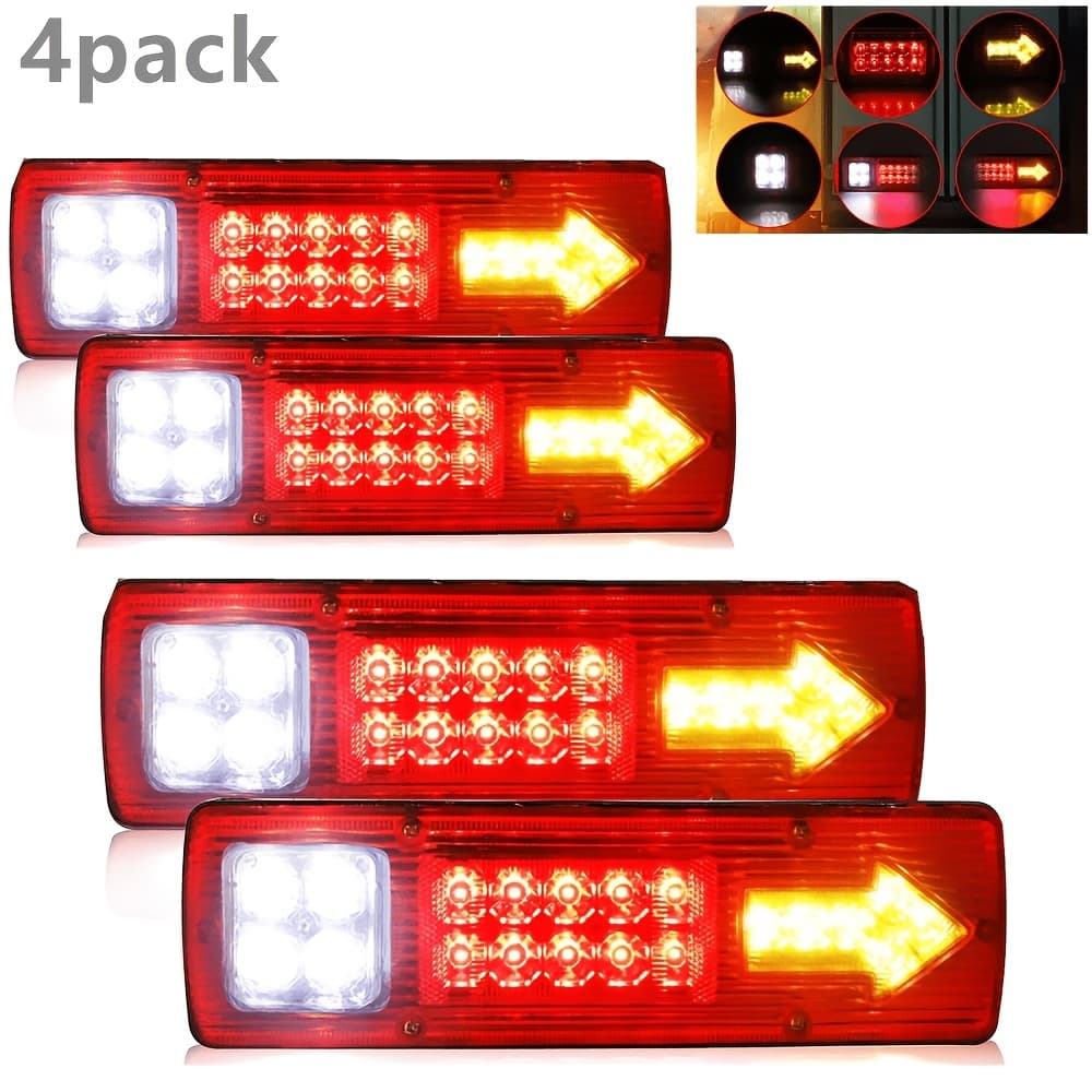 TEMU 4pcs 19leds Yellow Red Work Light Led Sealed Truck Universal For Off Road Truck
