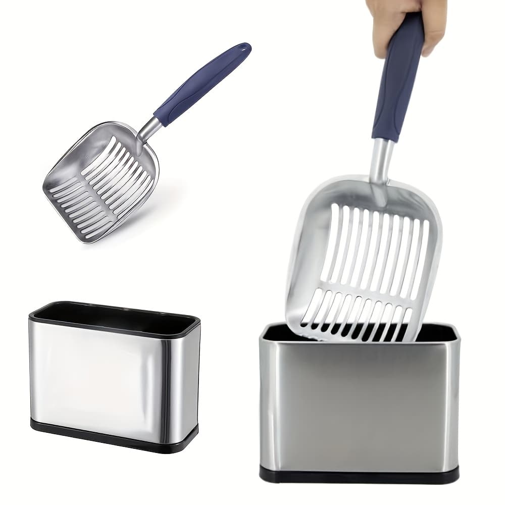 TEMU Metal Cat With Stand, Stainless Steel Cat With Stand For Litter Box, Aluminum Cat All Clumps, Heavy-duty Metal Cat Scoop