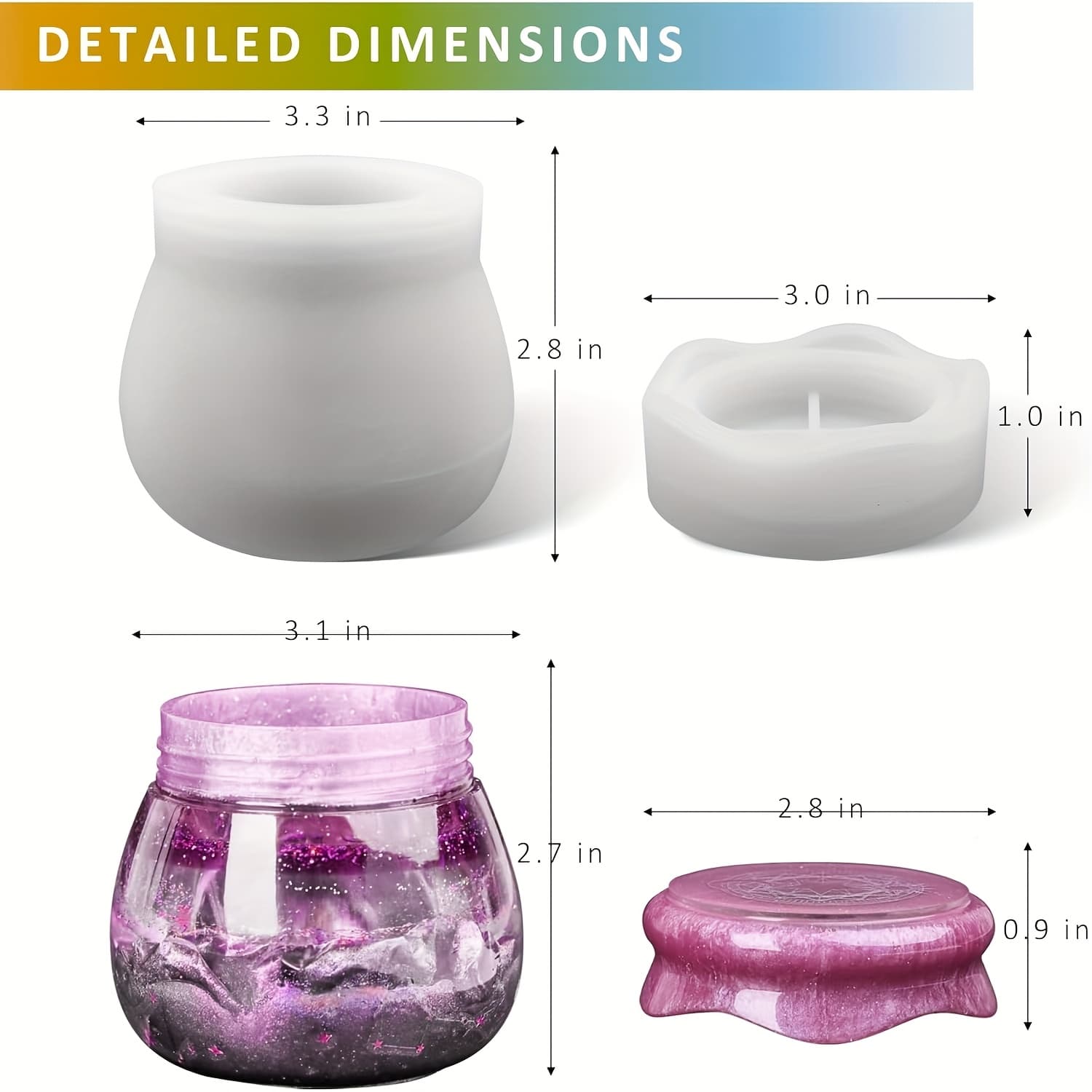 TEMU Silicone Epoxy Resin Mold With Lid - Oval Mold Suitable For Storage Bottles, Candle Holders, Candy Containers |, Flexible Resin Molds For Diy Crafts, Wax & Resin Casting, Gifts (epoxy Casting)