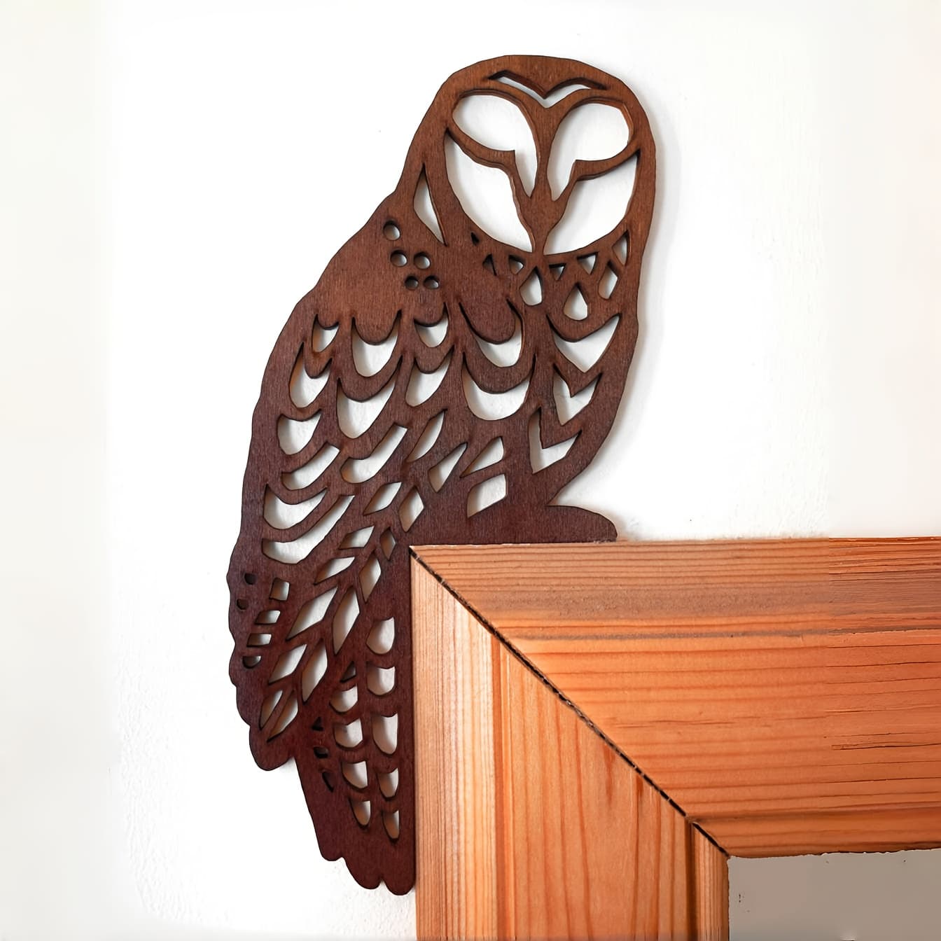 TEMU 1pc Wooden Eagle Owl Symbol Door Frame Decoration, Animal Theme, Multi-functional Wooden Door Corner Decoration, No Electricity Required, Best For Christmas, Thanksgiving