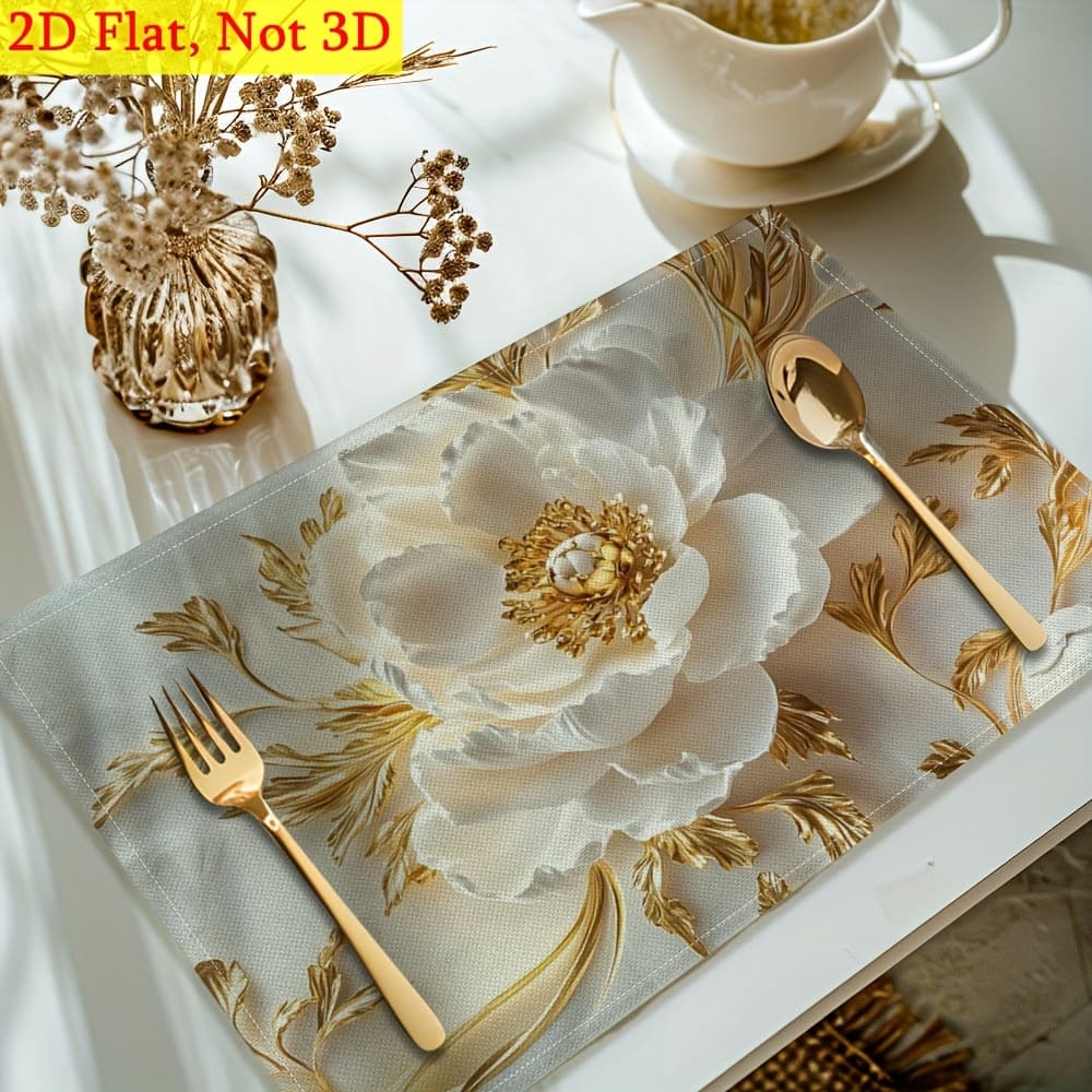 TEMU 2d Flat, 4/ 6pcs Elegant Linen Set Placemats, Seasonal Kitchen And Restaurant Decorative Table Mats Festival, Seasonal Indoor Outdoor Anniversary Decoration Placemats, Accessories