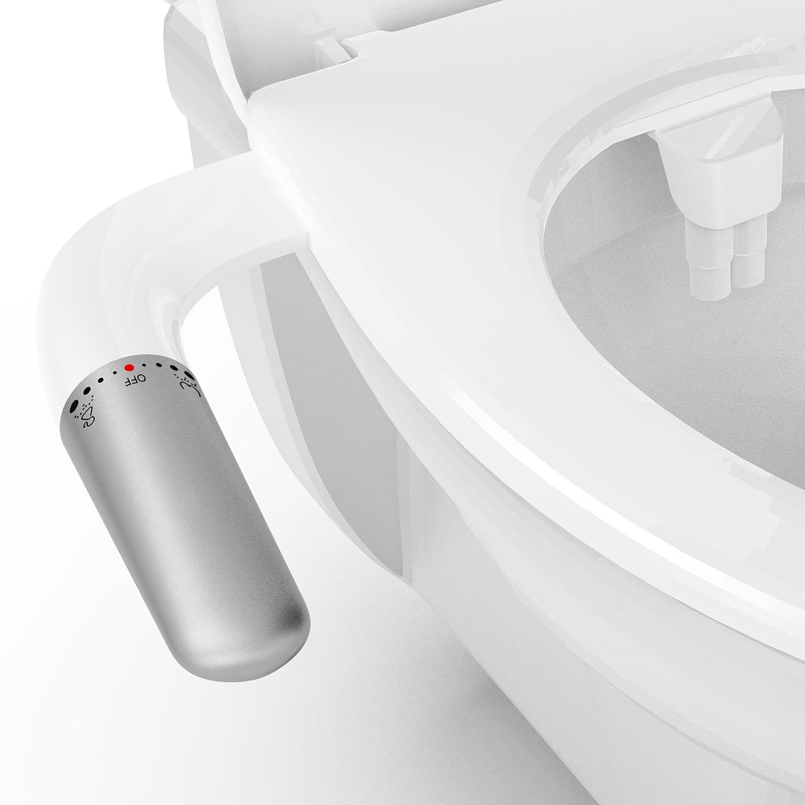 TEMU Bidet Attachment For Toilets, Non-electric Bidet Seat With Pressure Controls (feminine/posterior Wash), , Compatible With Toilets (white & Silver Plated)