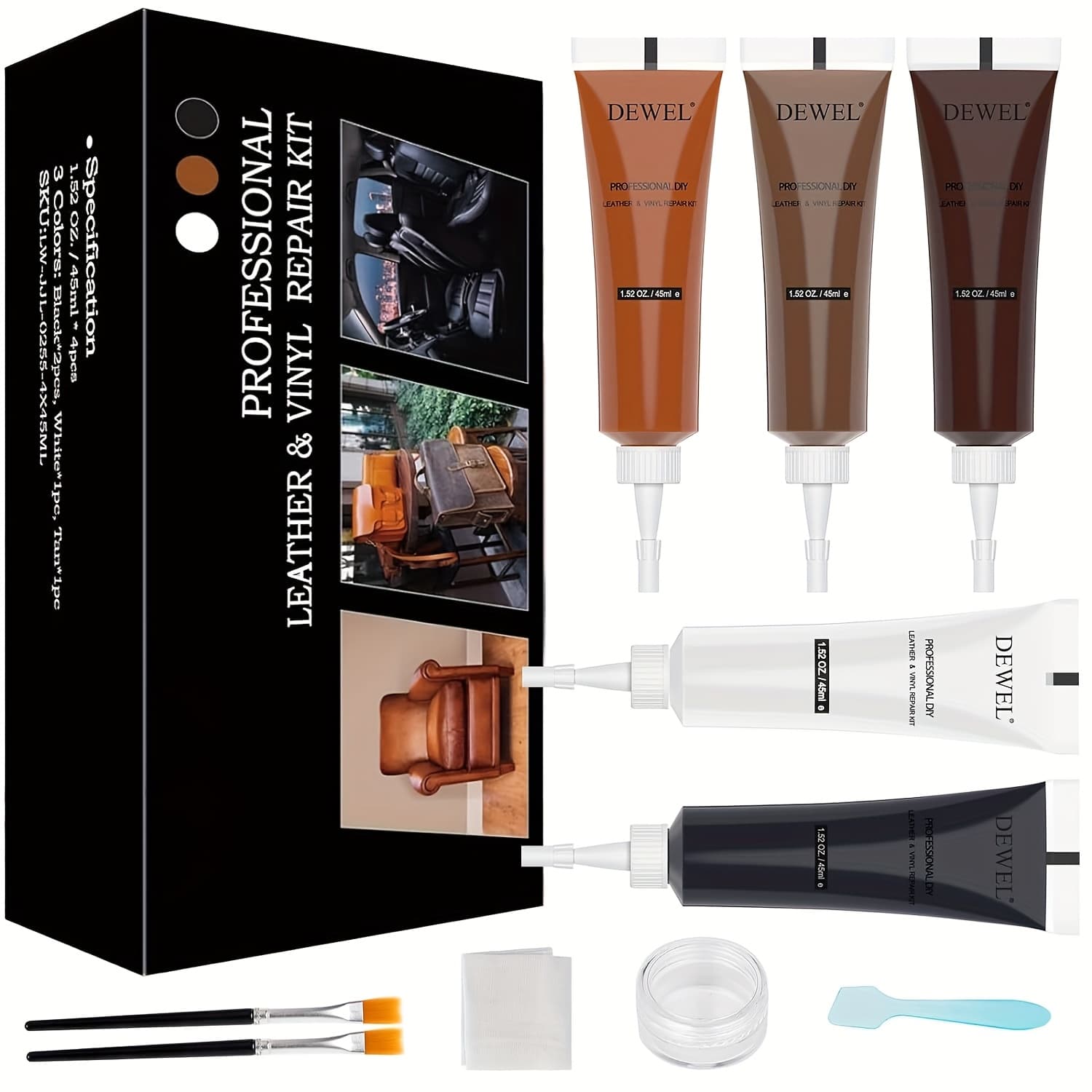 TEMU Brown Leather Repair Kit, Professional Vinyl Repair Kit For Furniture, Couches, Car Seat And Purse, Advanced Leather Repair Paste With Tools, Restore Leather Scratch, Tears, Burn Holes