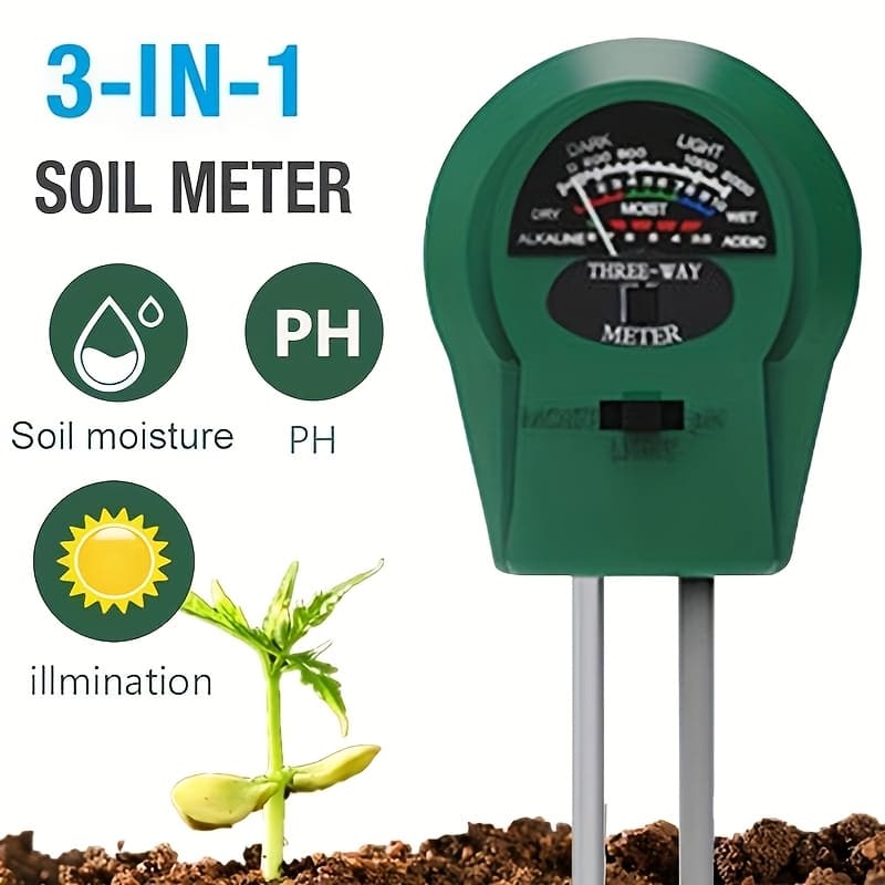 TEMU 1 Set 3-in-1 Soil Ph Meter Moisture Monitor Acidity Tester Soil Tester Outdoor Garden Tool, No Power Required Pointer Display