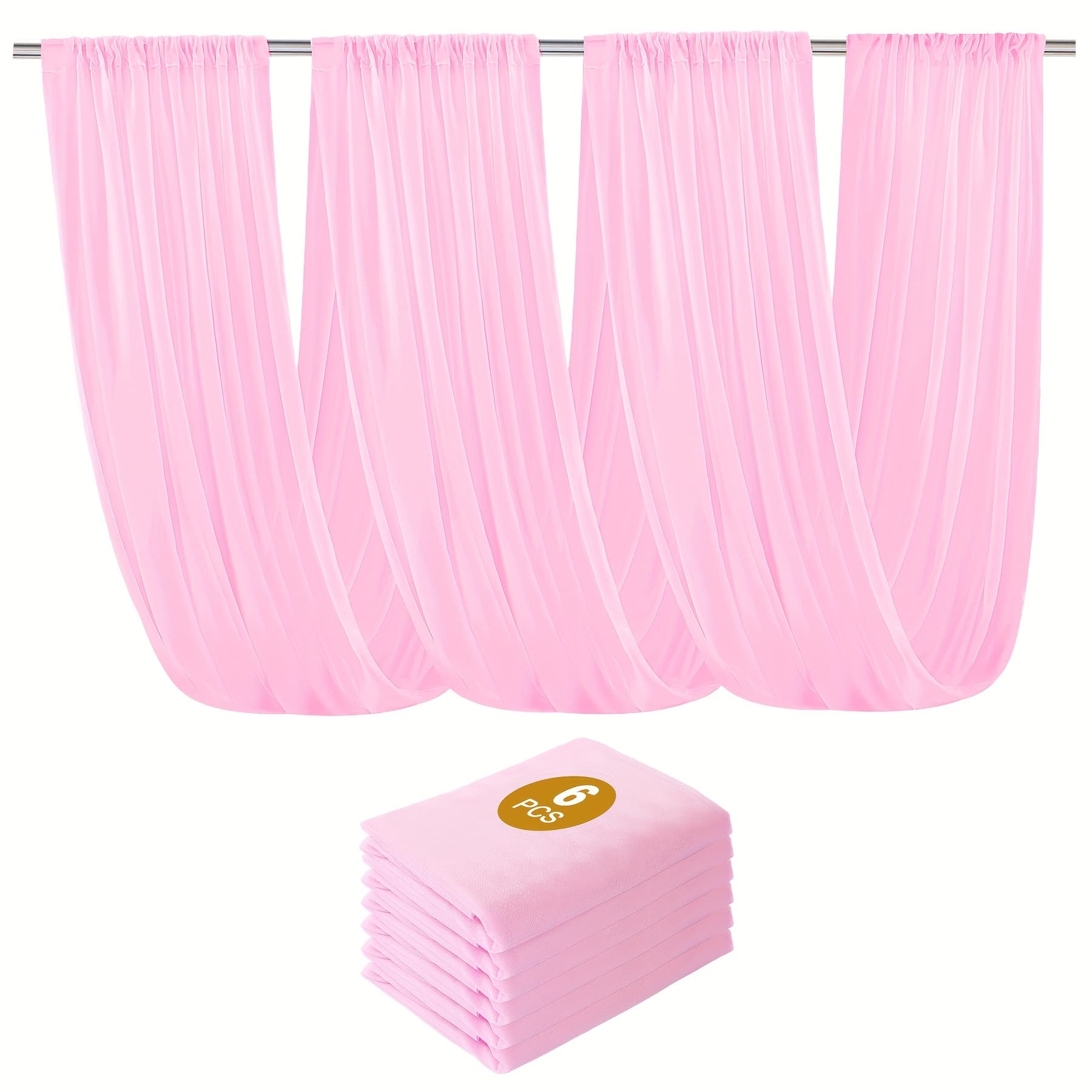 TEMU 6 Panels Of White Drapes For Wedding Ceilings, Measuring 30 Inches By 118 Inches, Ideal For Arch Draping. Sheer Polyester Curtains Are Perfect For Decorating For Party And Ceremony