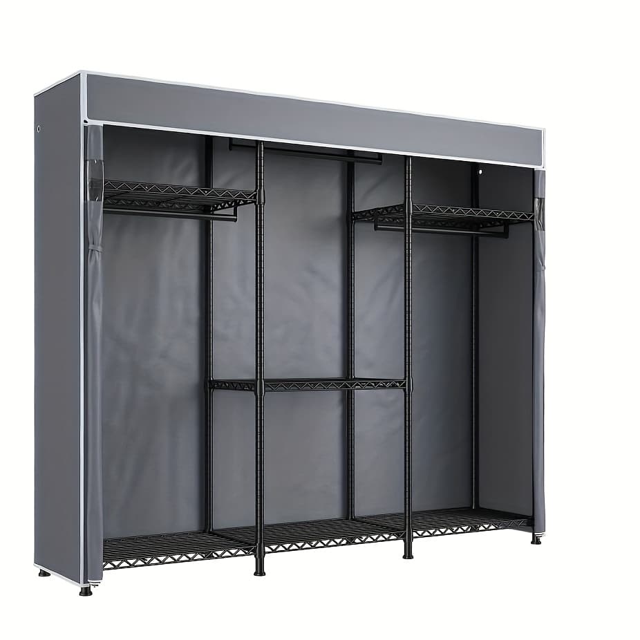 TEMU Heavy Duty Clothes Rack With Cover 795 Lbs Clothing Racks For Hanging Clothes Portable Closet Metal Clothes Racks For Hanging Clothes Wire Garment Rack