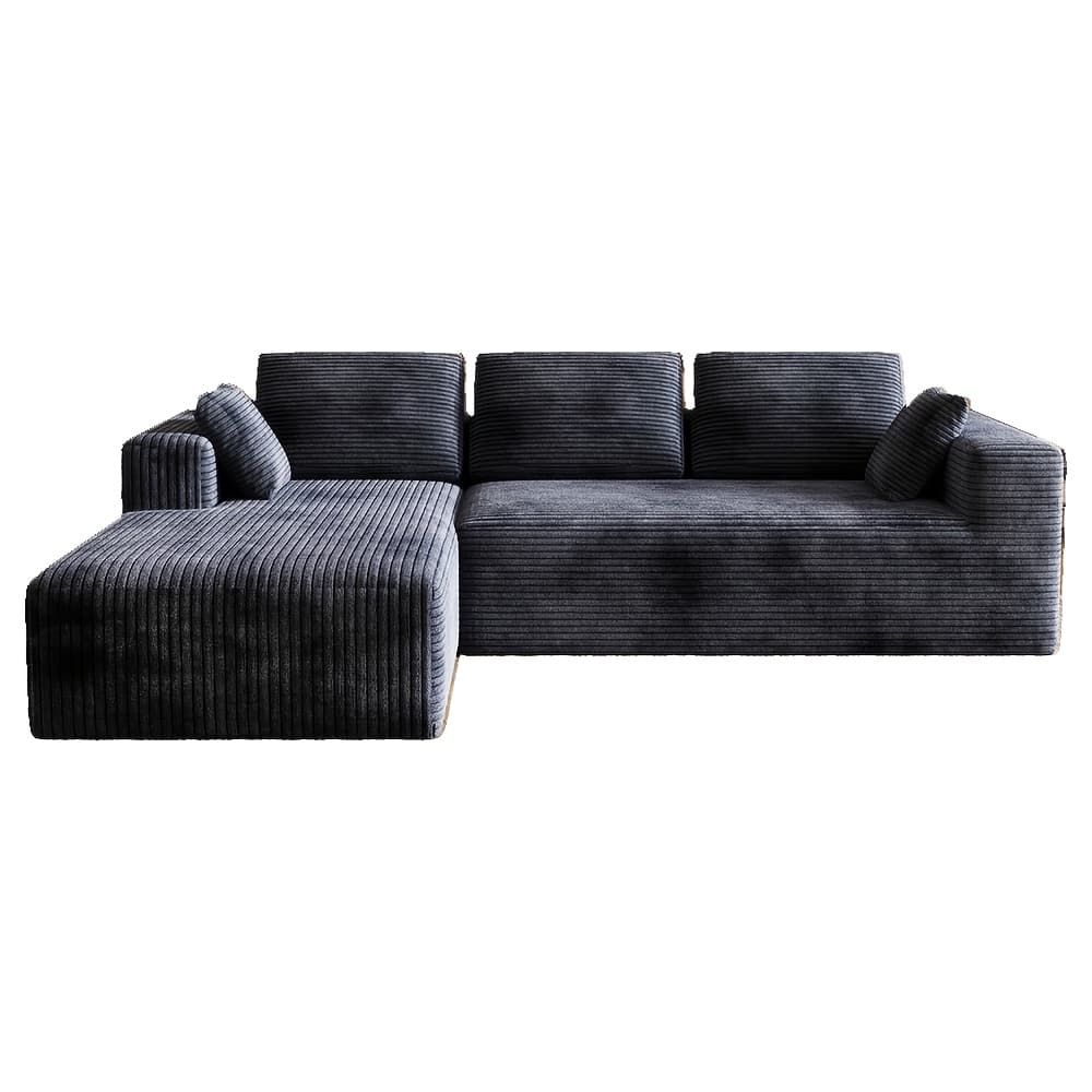TEMU Extra Large L-shaped Sofa With Right-side Chaise, Minimalist Compressed Frame, No , Modular Cloud Combination Couch For Living Room And Bedroom, Plush Corduroy Fabric